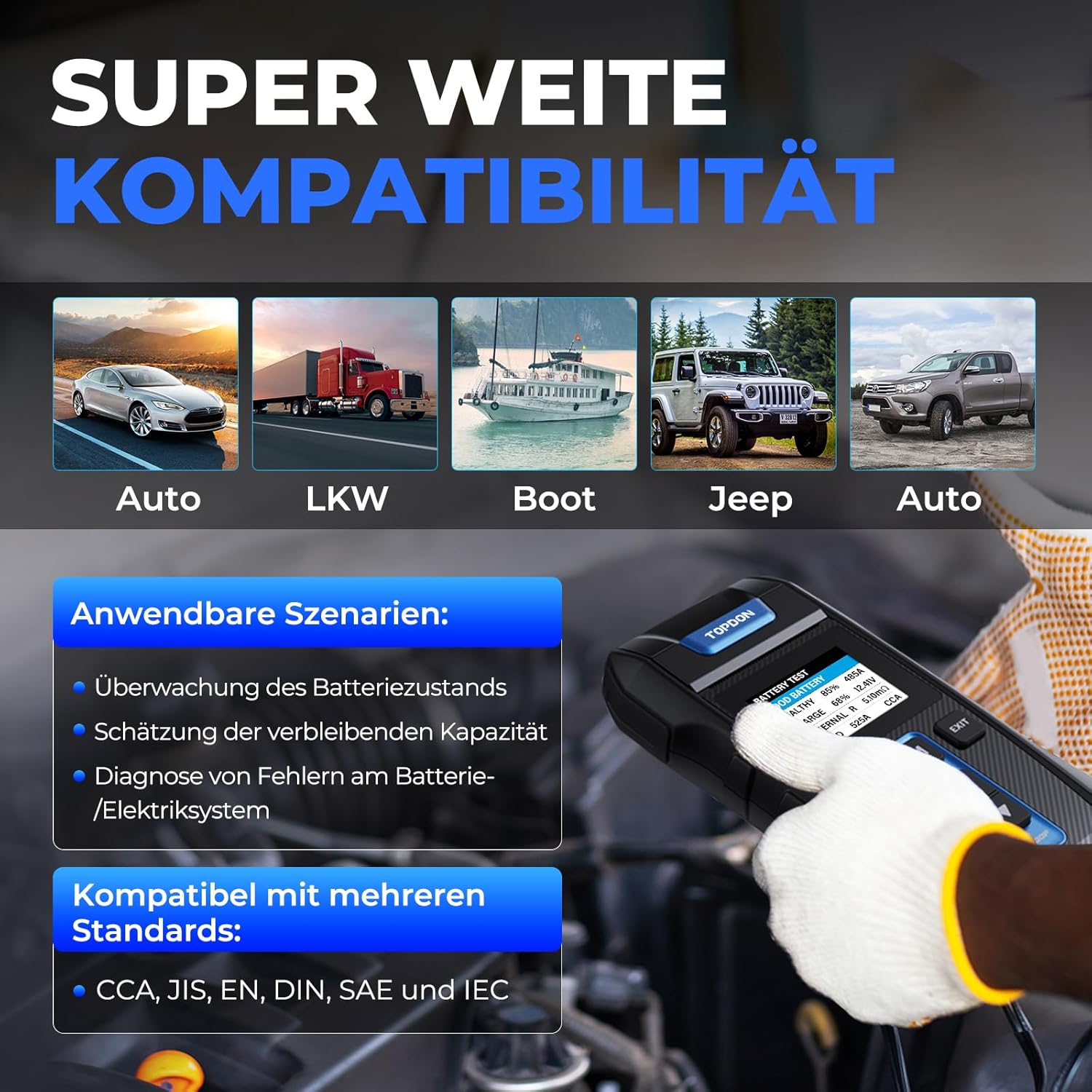 Thumbnail 6 de TOPDON BT300P Batterietester für 12V/24V mit integrierter Drucker-Funktion (100–2000 CCA)
