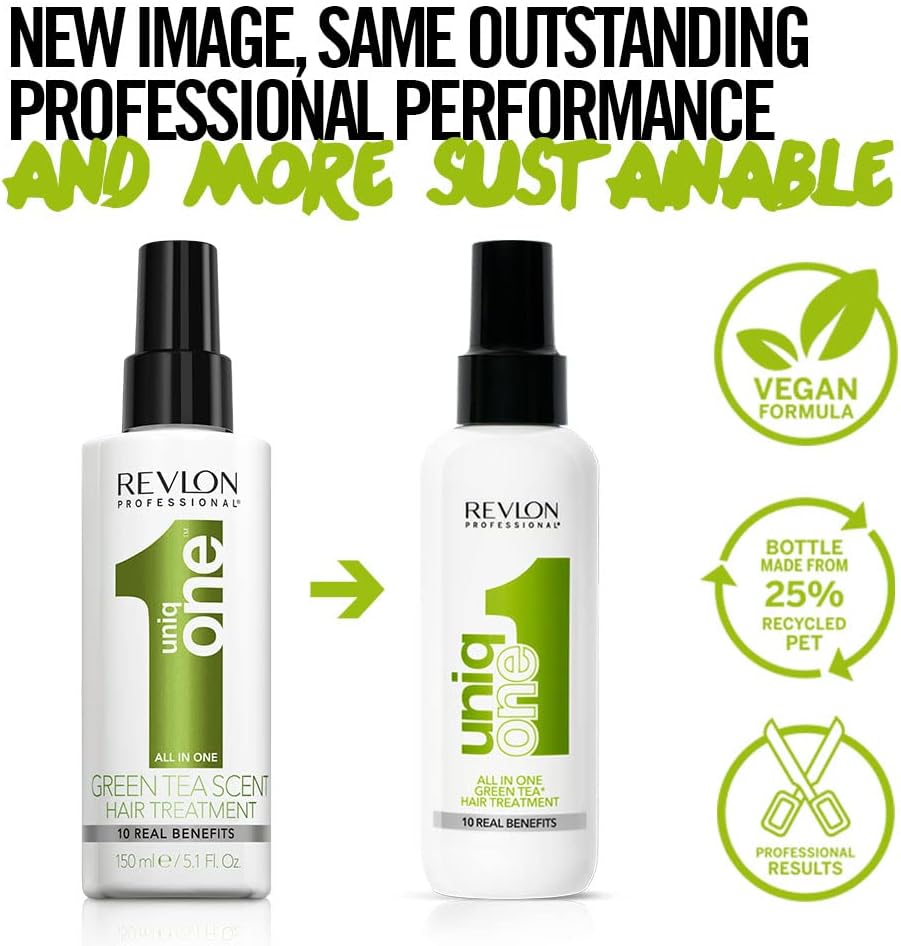 Detalle de REVLON Professional UNIQONE Hair Treatment Leave-In (Green Tea) – 150 ml