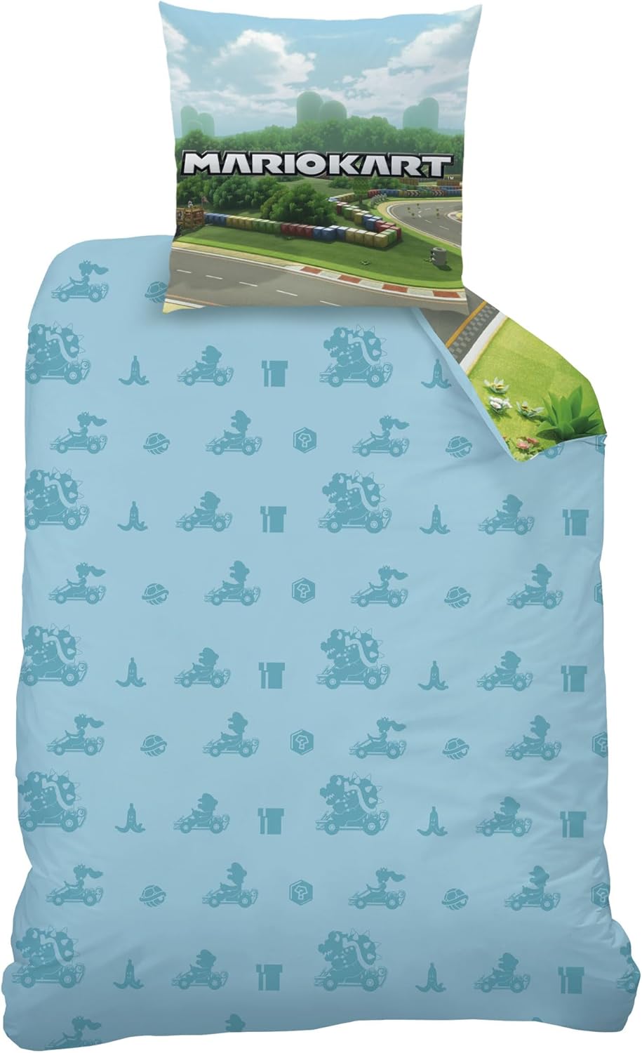 Thumbnail 2 de CTI Mario UP Side Down parure de lit enfant 140x200 cm en 100% coton (bleu) + taie 63x63