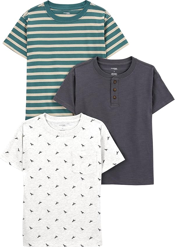 Detalle de Simple Joys by Carter's Pack de 3 Camisetas para Bebés 🦖