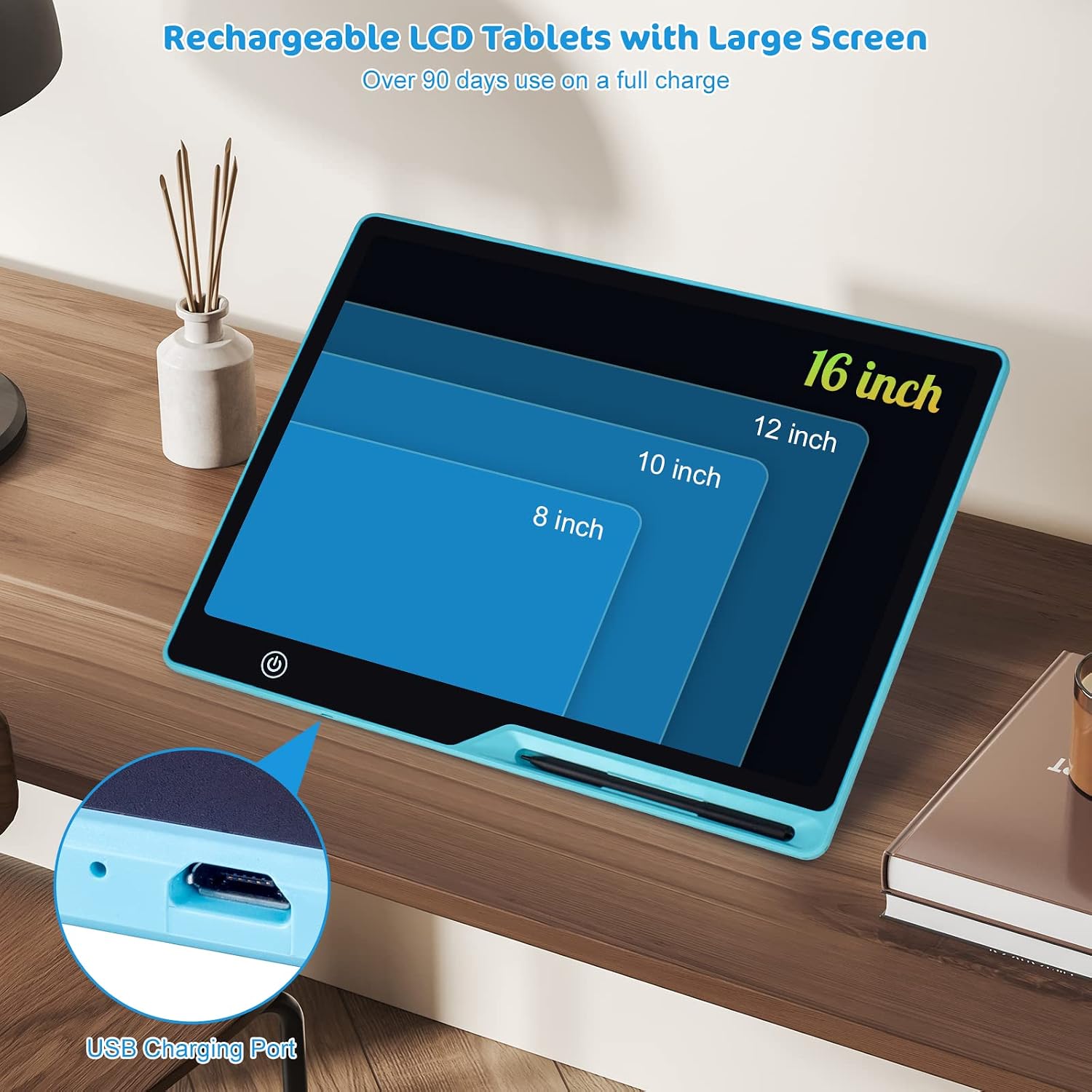 Detalle 2 de Kinayue LCD Writing Tablet 16 Inch Blue