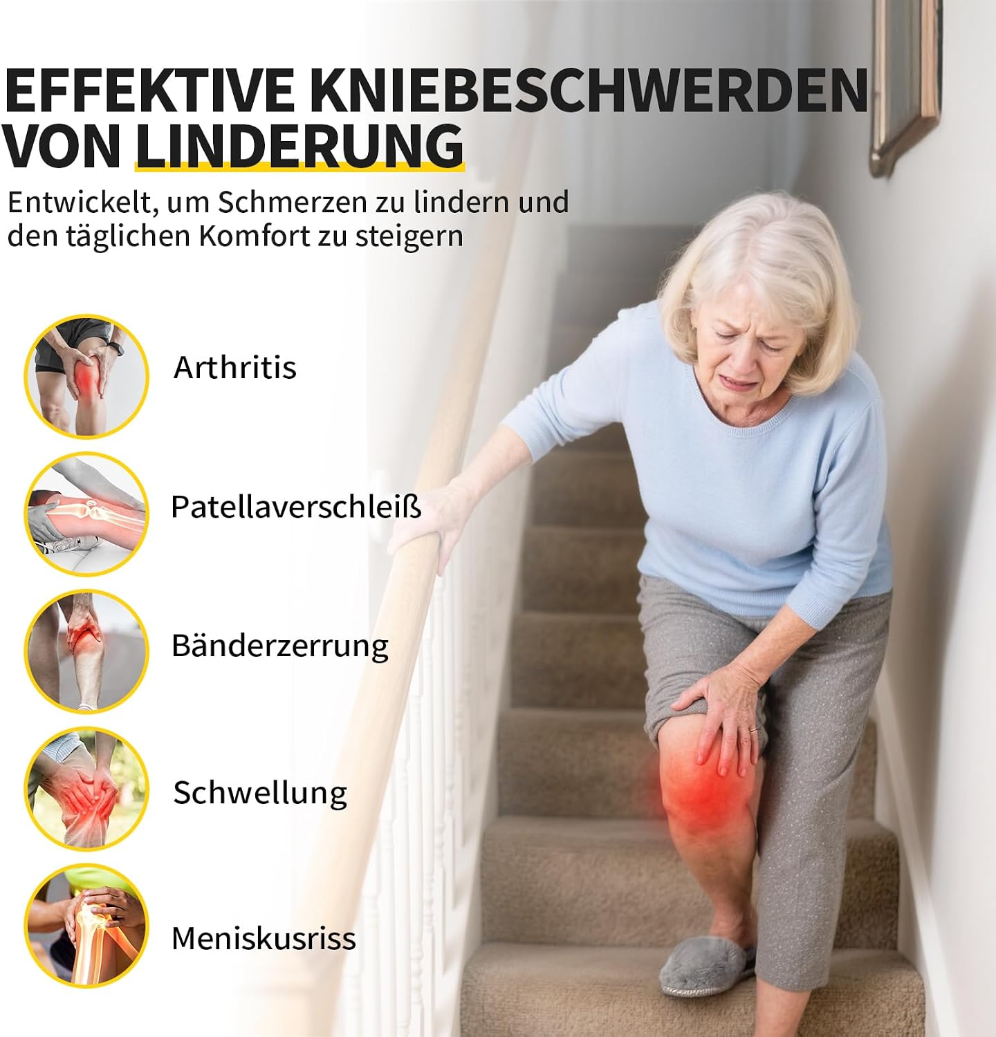 Detalle de CAMBIVO Kniebandage X2 – Kompression für Knie bei Meniskusriss, ACL & Arthritis