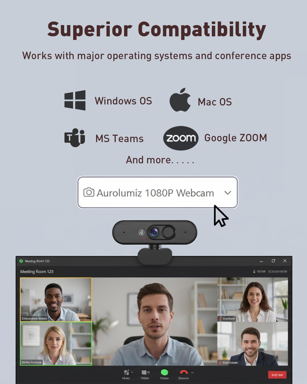 Thumbnail 5 de Aurolumiz 1080P Webcam with Privacy Shield