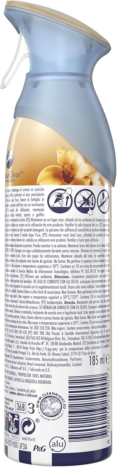 Thumbnail 7 de Ambipur Orquídea Dorada Spray 185ml x 8 🌸 Aroma Fresco y Duradero