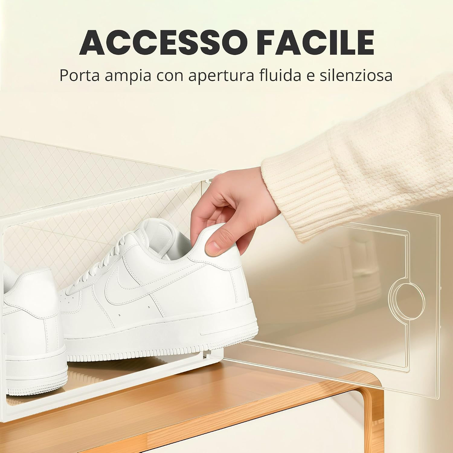 Detalle de JUPPLIES Scarpiera Modulare Trasparente Salvaspazio – Set da 12 Scatole Porta Scarpe Impilabili