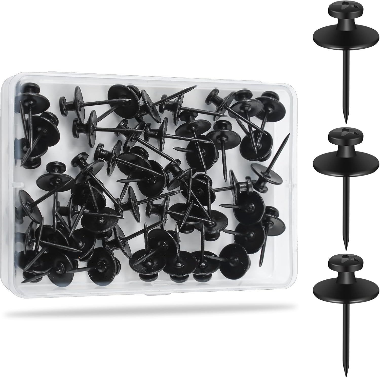Detalle de KURUI DHN60 Double-Headed Picture Hanging Nails, 60-Count Black Steel