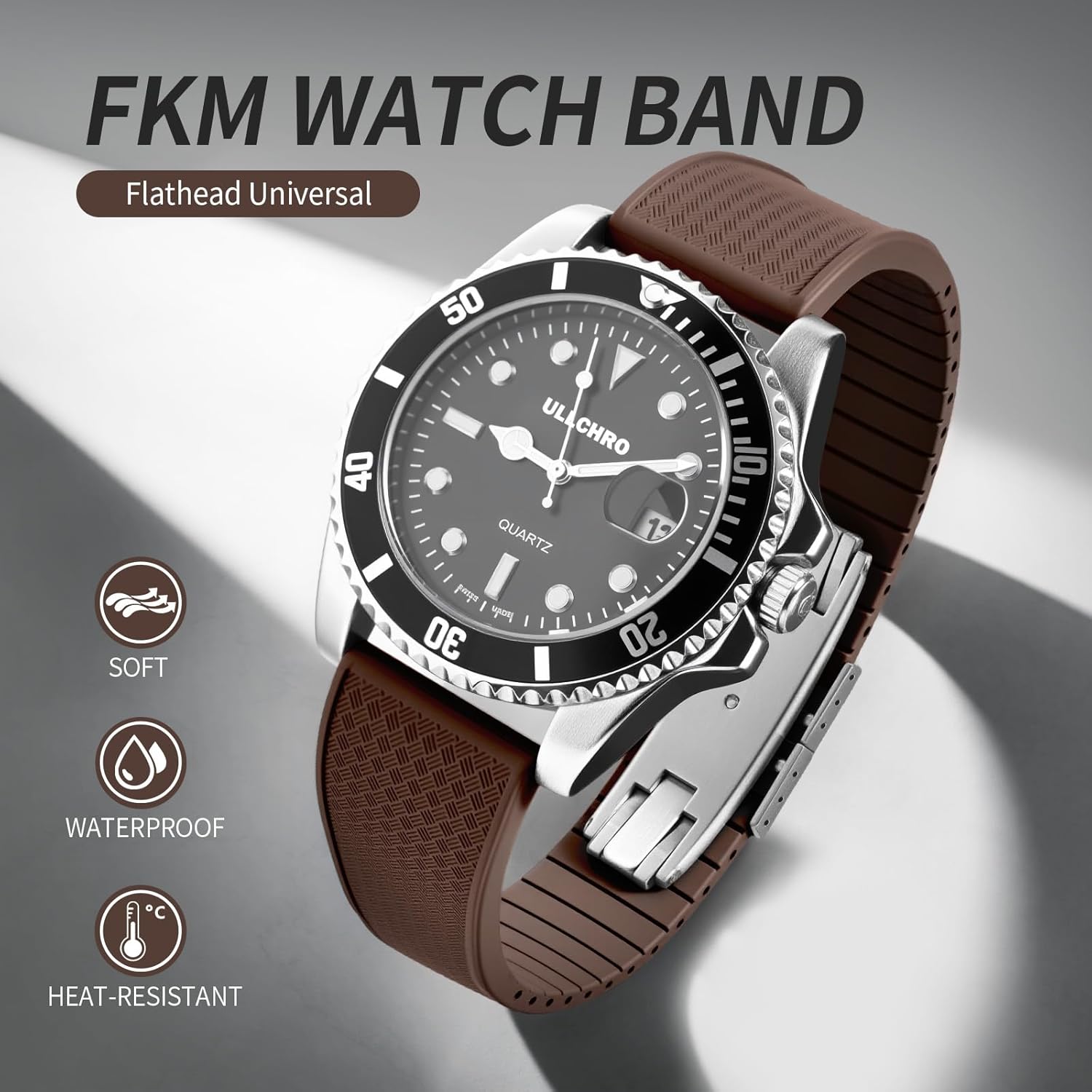 Thumbnail 1 de ULLCHRO Uhrenarmband aus FKM (Fluorkautschuk) mit Schnellverschluss – 20 mm & 22 mm