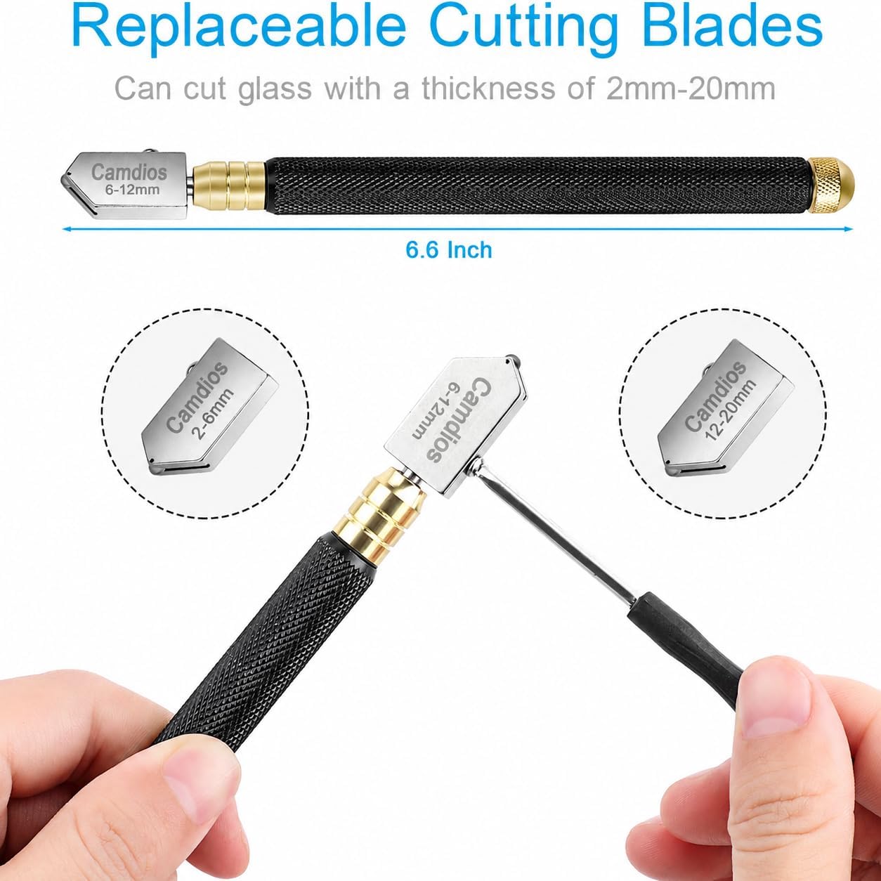 Thumbnail 3 de Glass DIY Cutting Tool Kit – Pencil Style Glass Cutter with Tungsten Carbide Wheel (2mm-20mm)