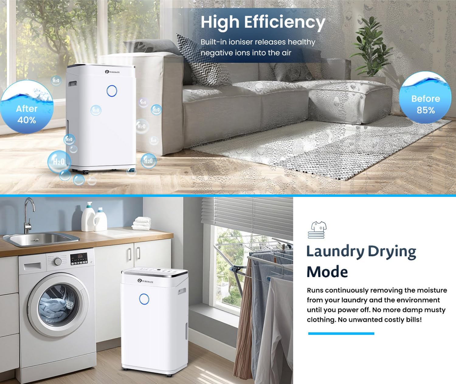 Thumbnail 6 de PureMate 20L Smart WiFi dehumidifier 6.5L tank 💧