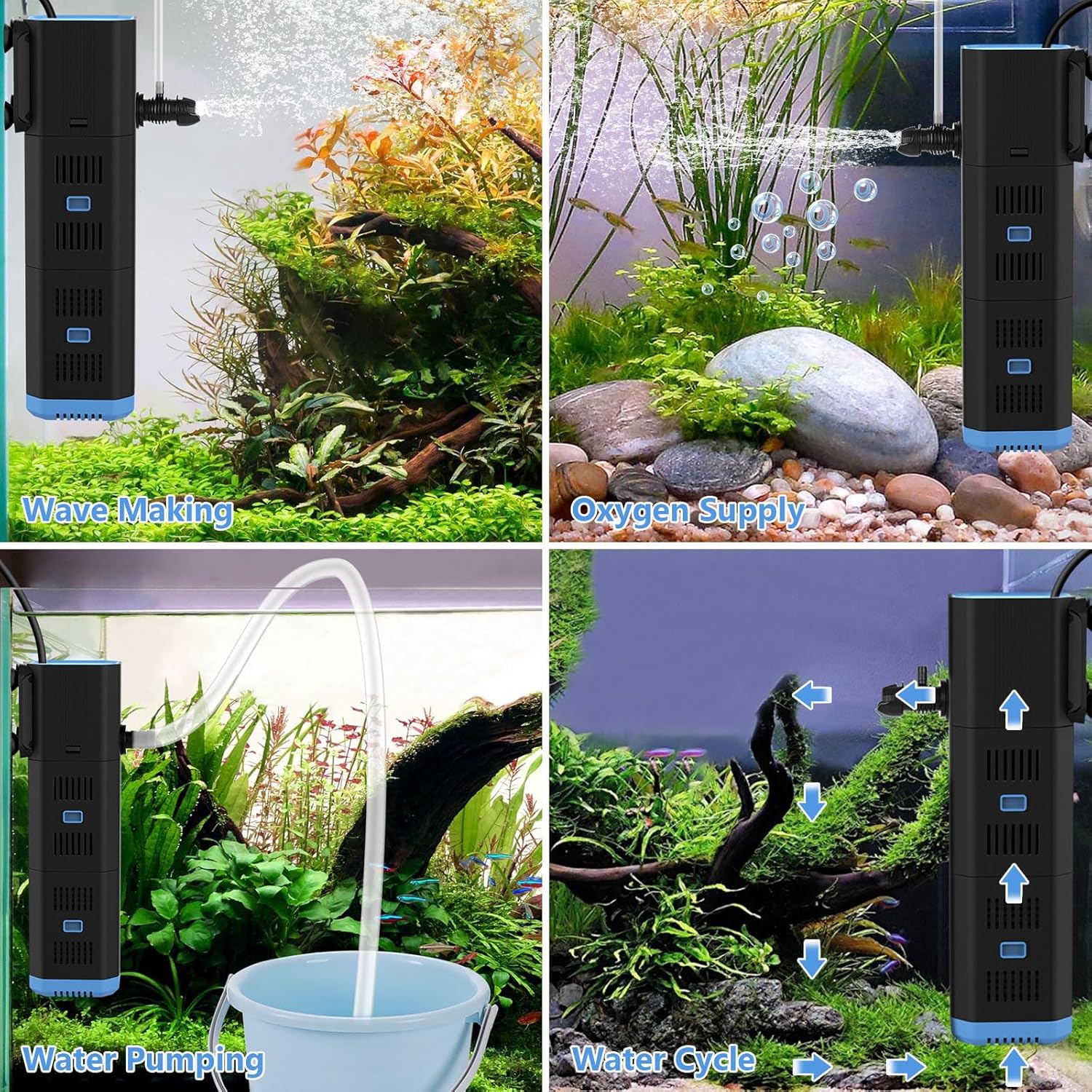 Thumbnail 5 de fishkeeper Aquarium Filter 500 l/h – 4-in-1 Innenfilter für 30–120 l Aquarien