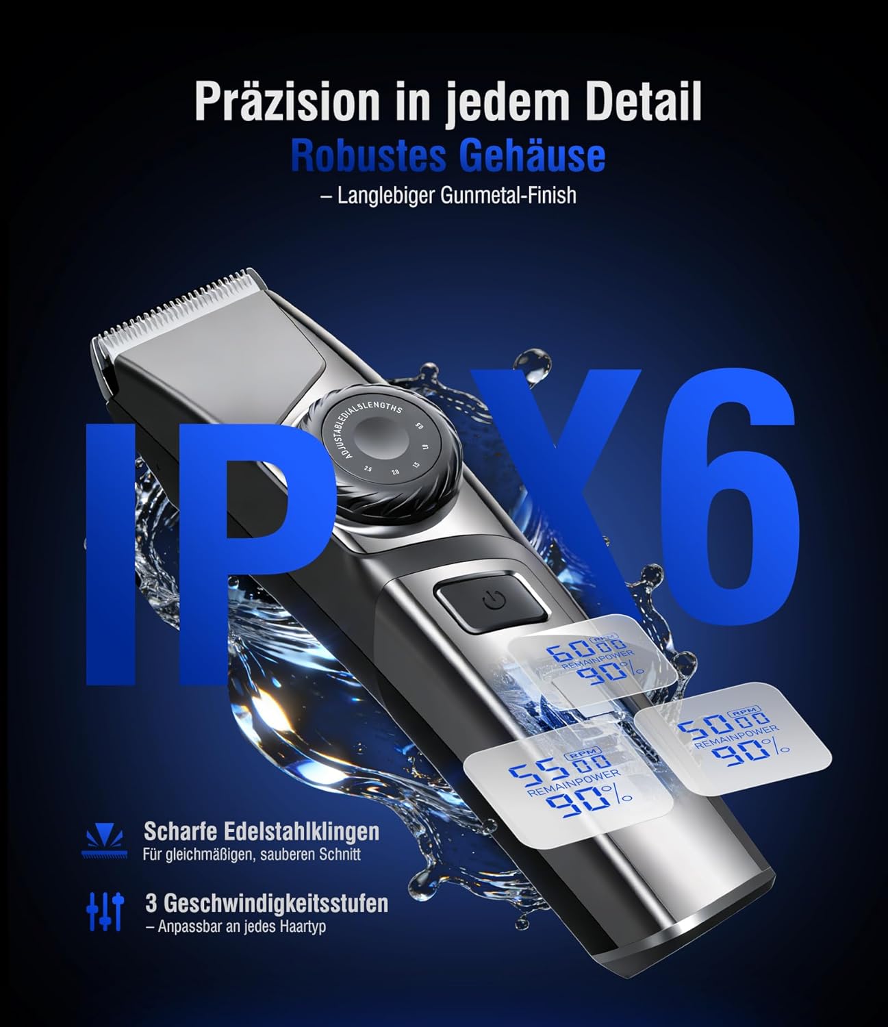 Thumbnail 4 de Profi Haarschneidemaschine mit USB-C & LED-Anzeige – Profi Barber Set mit IPX6, <65 dB