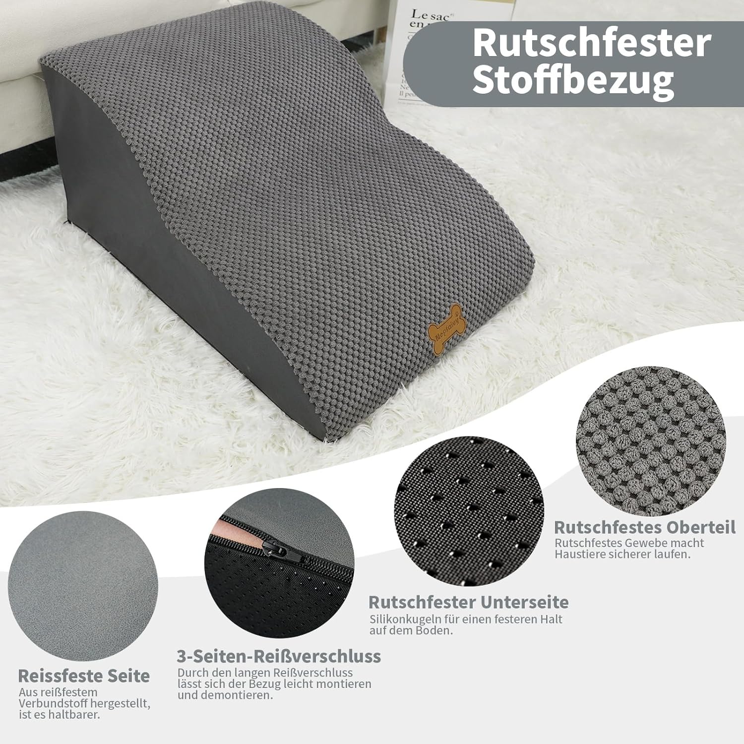 Detalle 2 de Nepfaivy Hundetreppe 2 Stufen 55x40x30 cm