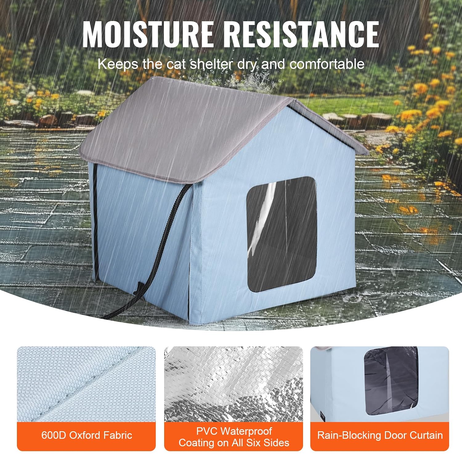 Detalle de VEVOR Cuccia per gatti riscaldata all'aperto: rifugio caldo e resistente con tappetino da 30 W