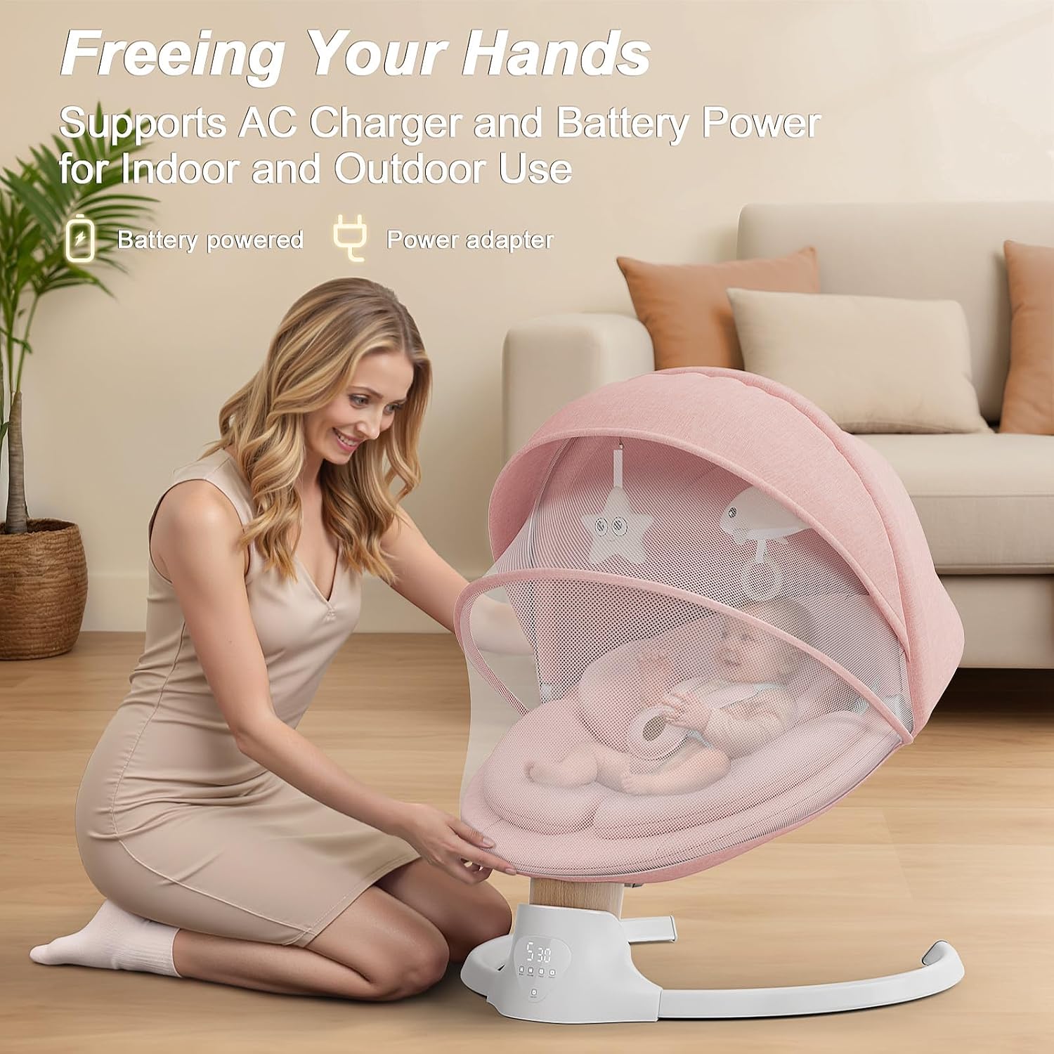 Thumbnail 6 de FasonBaby Electric Baby Swing for Infants, 5 Speeds, Bluetooth and Remote