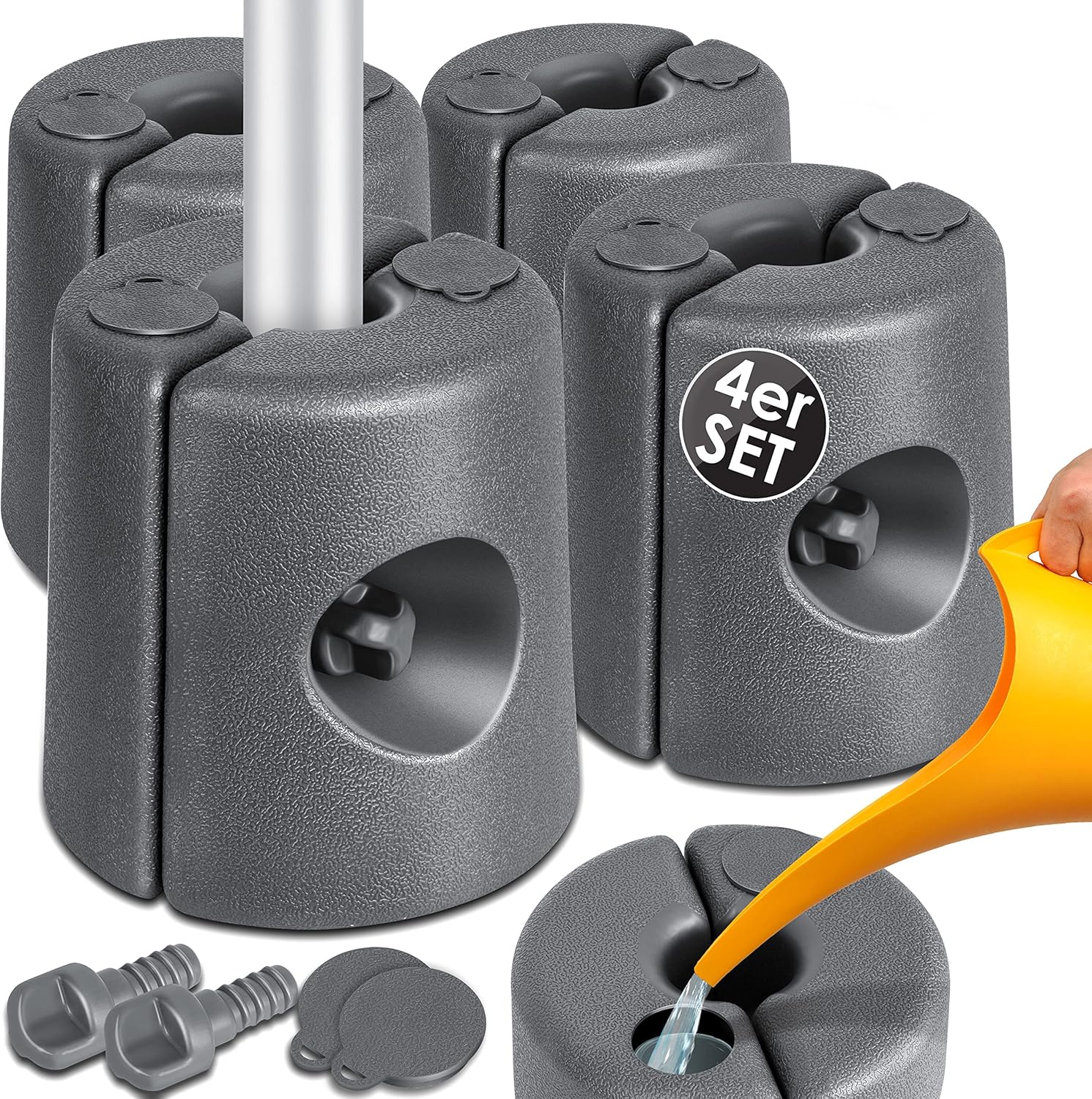 KESSER Pavillonstandfüße 4er Set – belastbare Standsicherung für Pavillons (22 x 22 x 25 cm, HDPE, Befüllbar mit Wasser/Sand) anthrazit