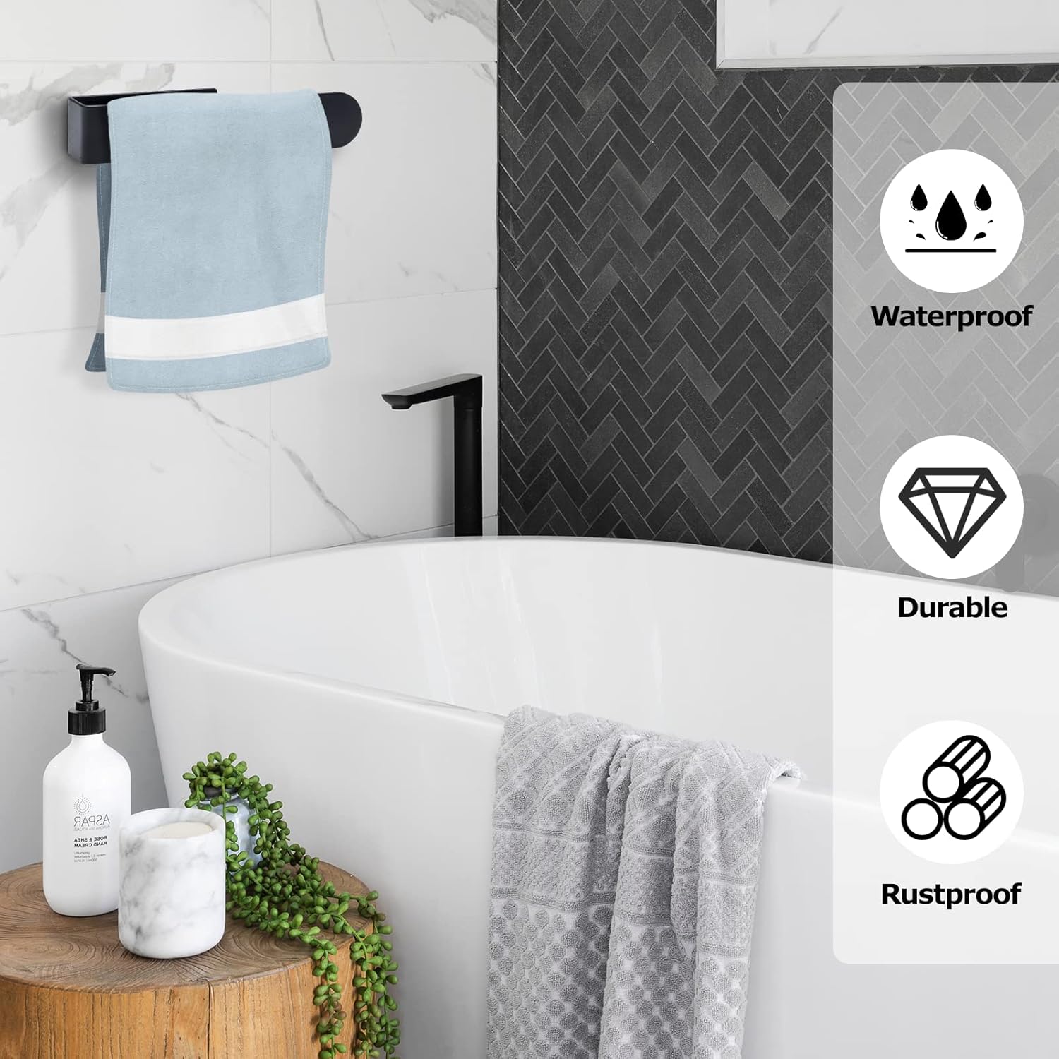 Detalle 2 de BillyBath Toallero Negro 20 cm adhesivo