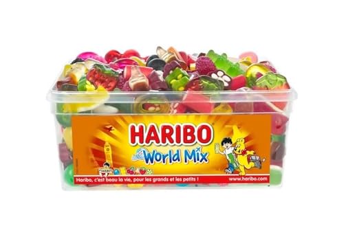 Detalle de HARIBO World Mix – Assortiment de bonbons gélifiés sans colorants artificiels, boîte 900 g