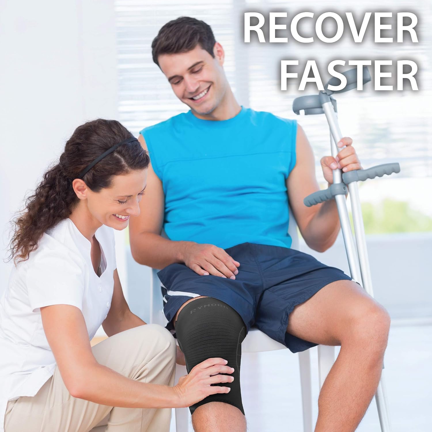 Detalle de Rymora Knee Support Compression Sleeve (Single Sleeve) – Black, XXL / 2XL for Men & Women