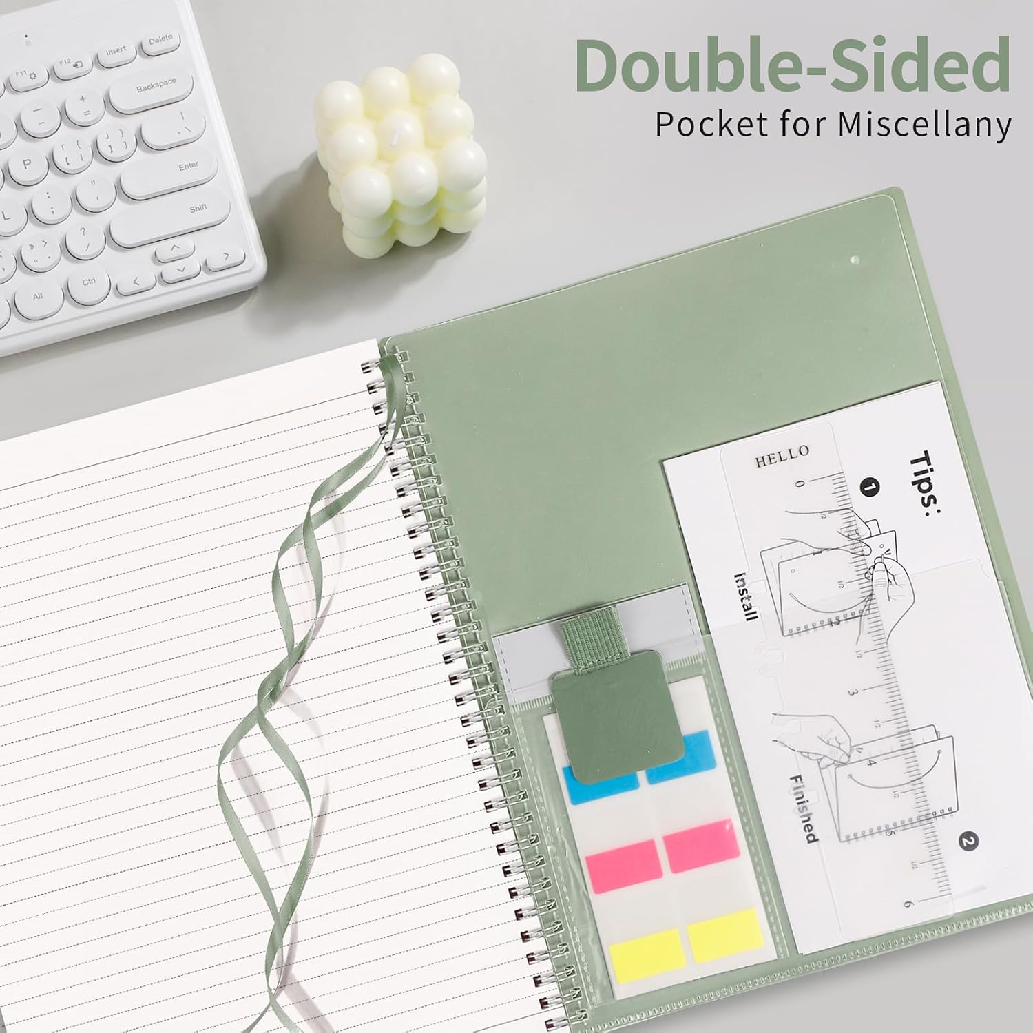 Detalle 2 de AUTEMPO A4 Notebook Lined, 3 Pack – Wirebound Spiral Notebooks with 110 Pages Each (100gsm) in Green, Pink & Purple
