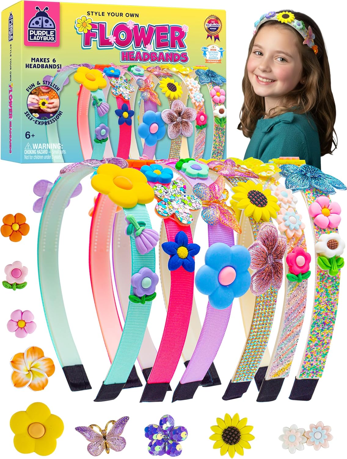Detalle de Purple Ladybug DIY flower headbands for girls