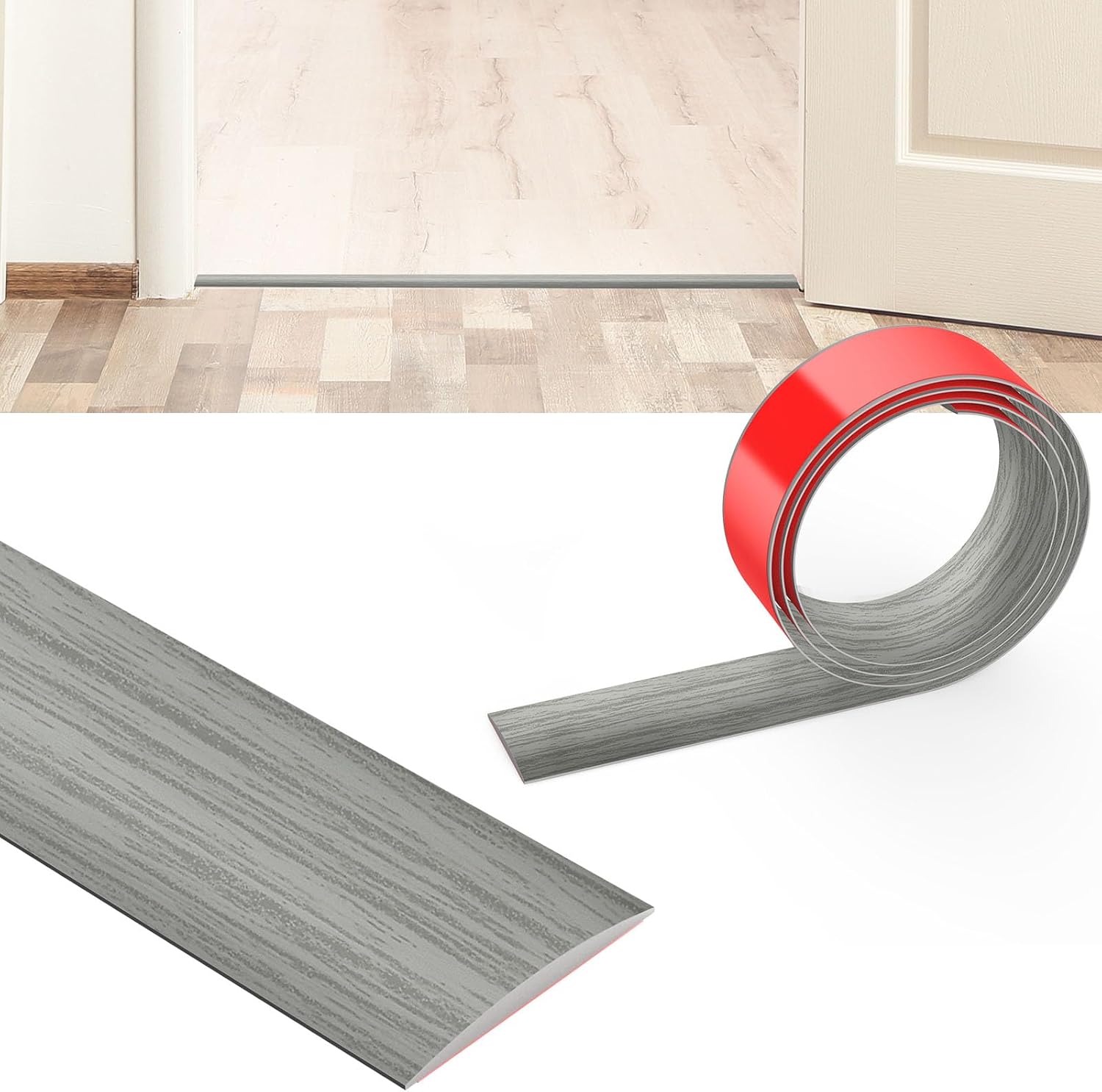 Flintronic 1.2M PVC Floor Transition Strip — 4cm Self-Adhesive Threshold Divider Bar