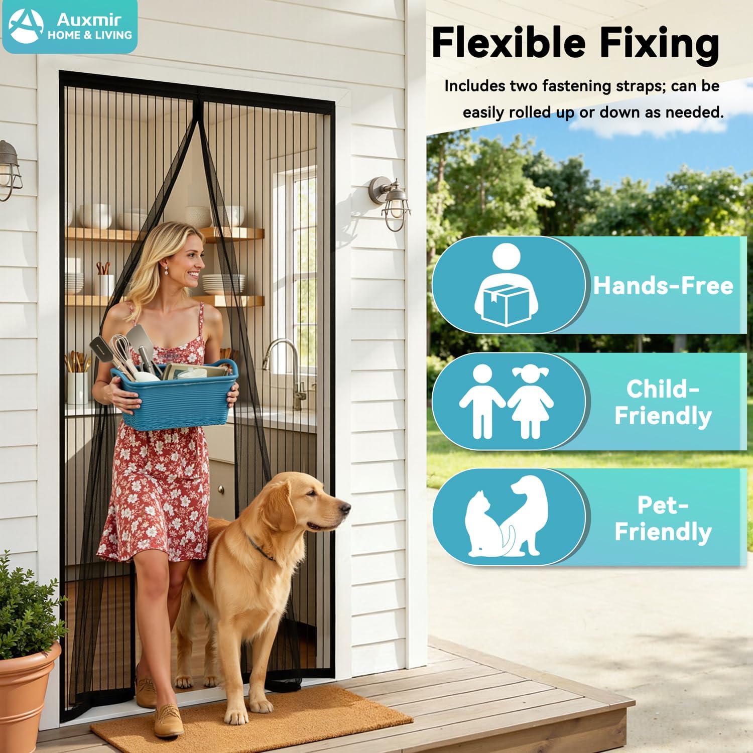 Thumbnail 4 de Auxmir Magnetic Fly Screen Door 80x200cm – Heavy-Duty, No-Drill, Self-Sealing (Black)