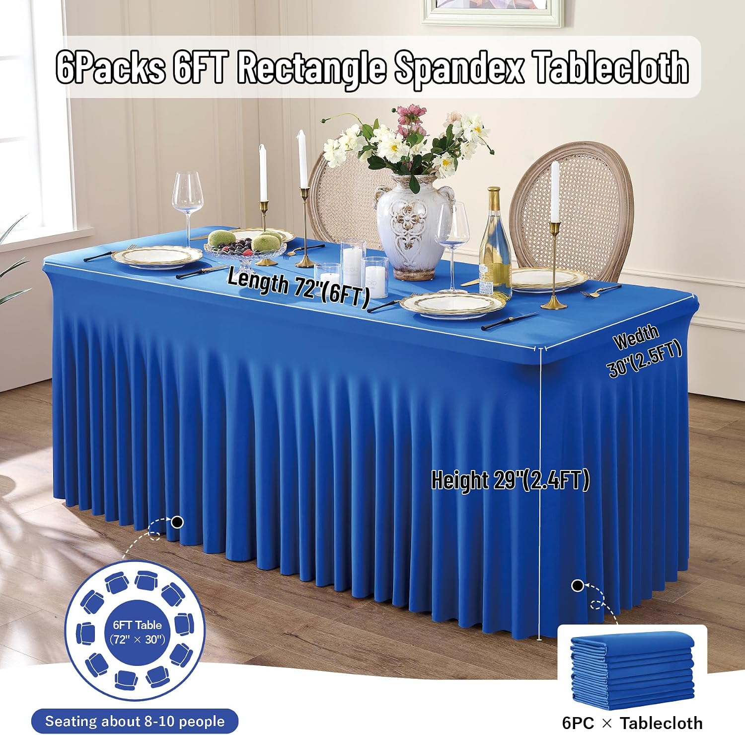 Thumbnail 5 de leegleri Royal Blue 6ft Spandex Tablecloths