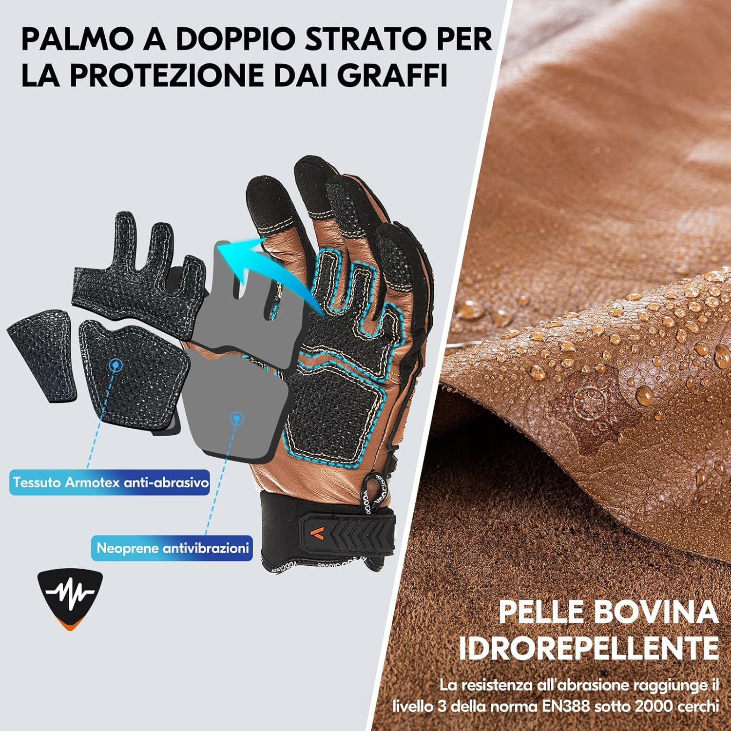 Thumbnail 4 de Vgo... Guanti da lavoro antitaglio con protezione da vibrazioni e touchscreen (EN388 C, ANSI A3) — 1 paio, marrone