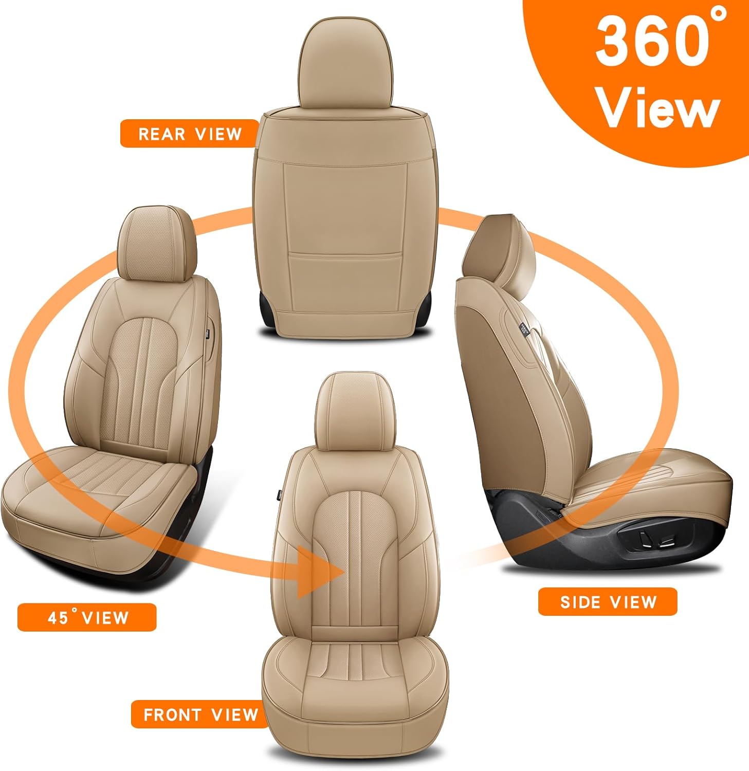 Thumbnail 6 de MINGBRON Car Seat Covers: Front Waterproof Protector in Beige (Fits Most Cars)