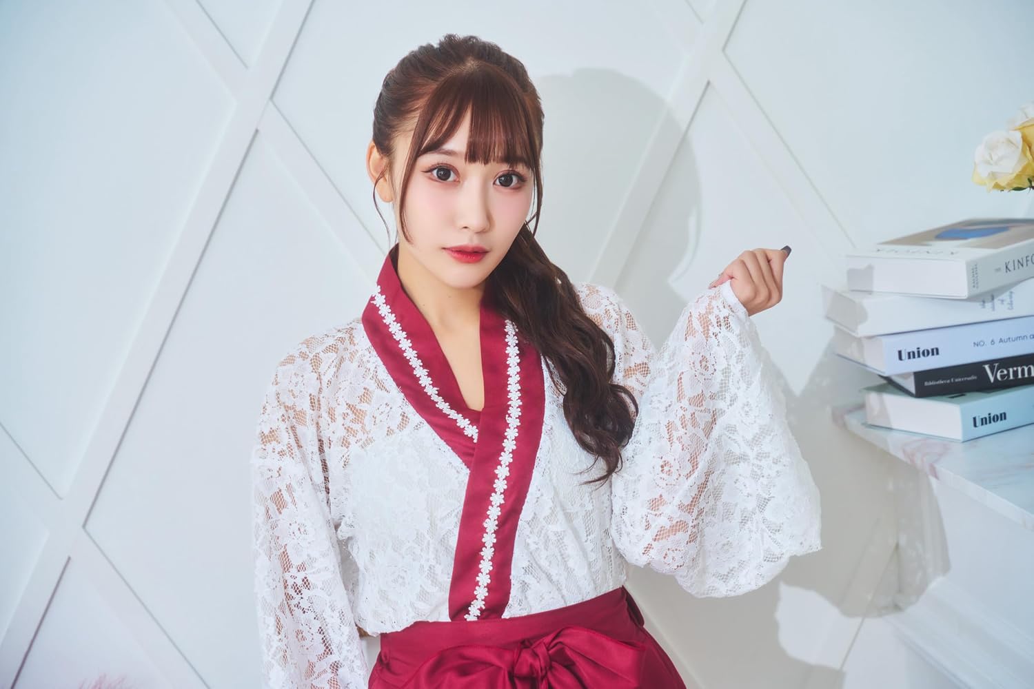Thumbnail 6 de クリアストーン(Clearstone) GLOWHOLIC レースミニ巫女コスチューム レッド トップス・スカートセット