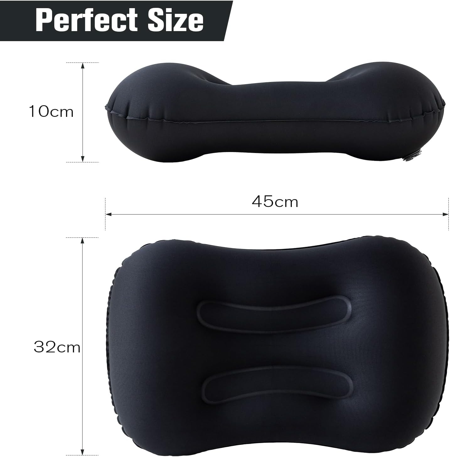 Thumbnail 5 de JetsCush Camping-Kissen aufblasbar ultraleicht (Schwarz) – ergonomisch für Outdoor & Reise