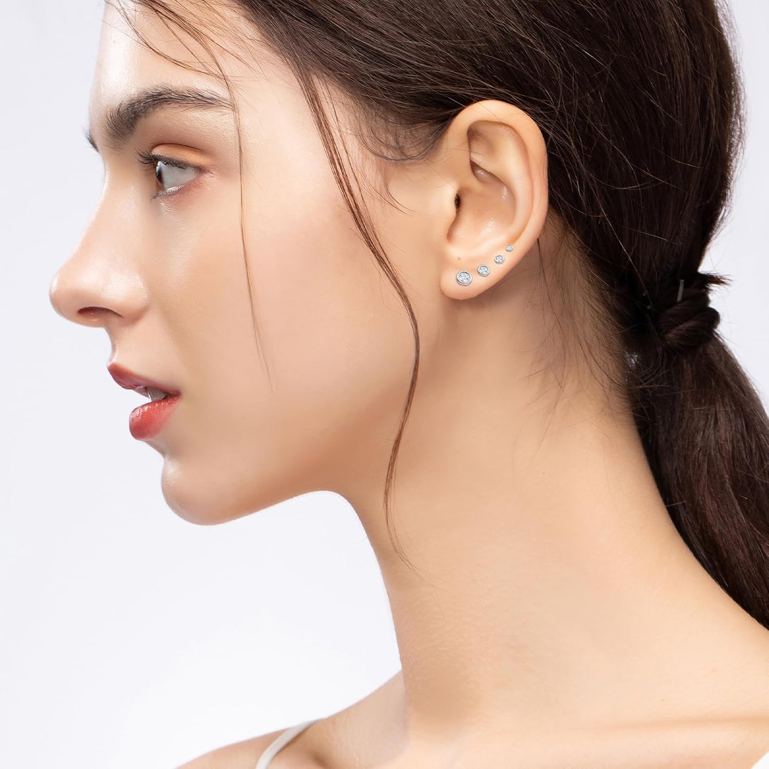 Detalle 2 de Ecripe 925 Sterling Silber Ohrstecker mit Zirkonia – hypoallergene Cubic-Zirkonia-Studs für Frauen