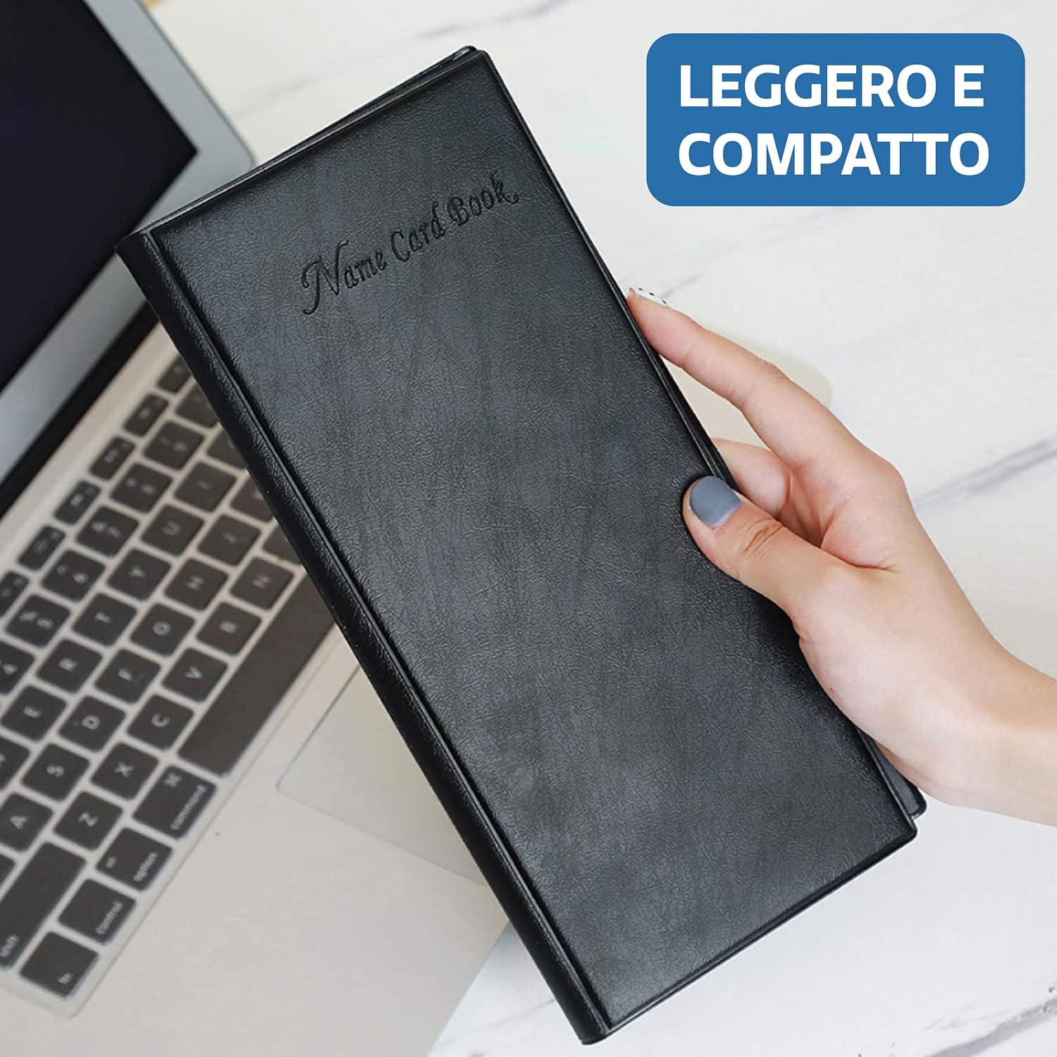 Thumbnail 6 de Praknu porta biglietti da visita con 256 fogli trasparenti, raccoglitore salvaspazio nero