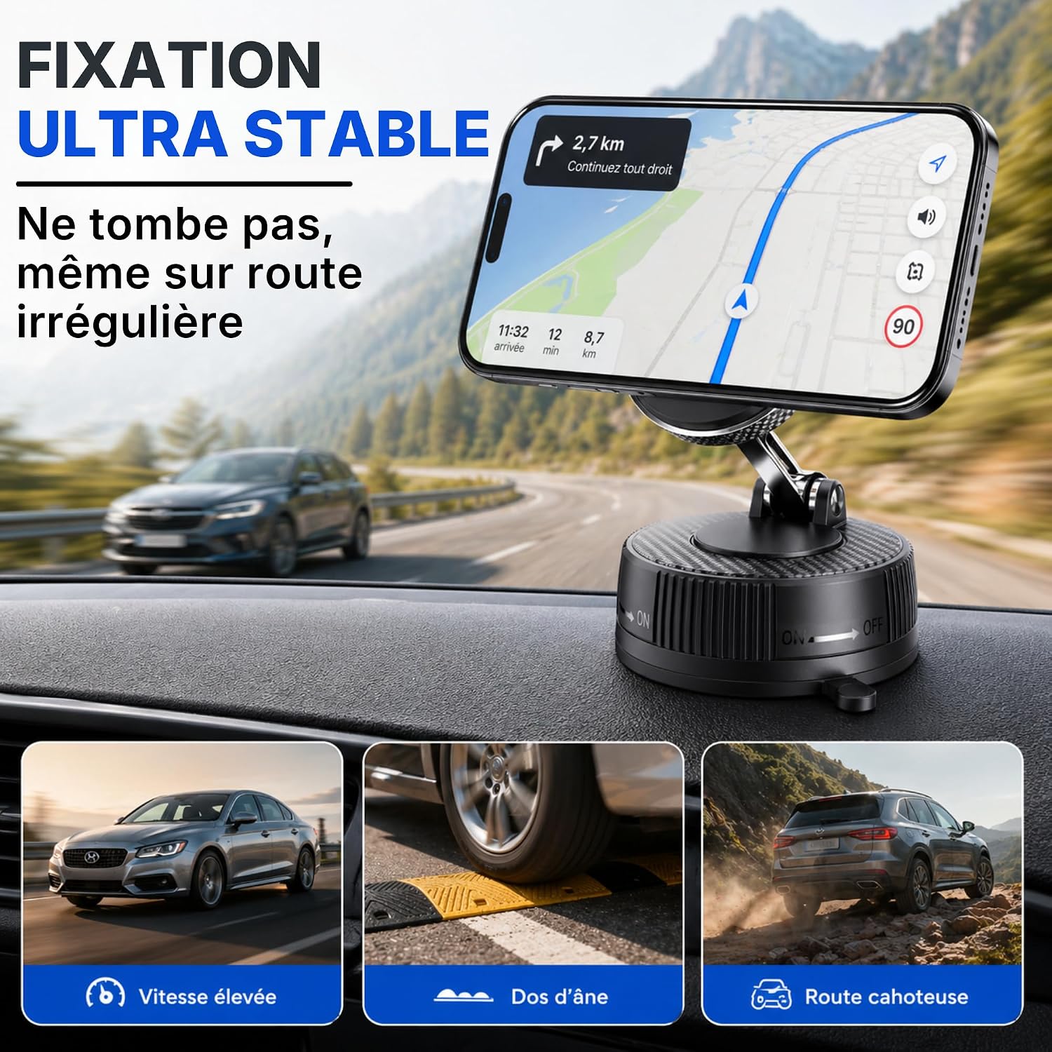 Thumbnail 2 de Novecia Support Téléphone Voiture Magnétique – Fixation à Aspiration Ultra Stable, MagSafe Compatible