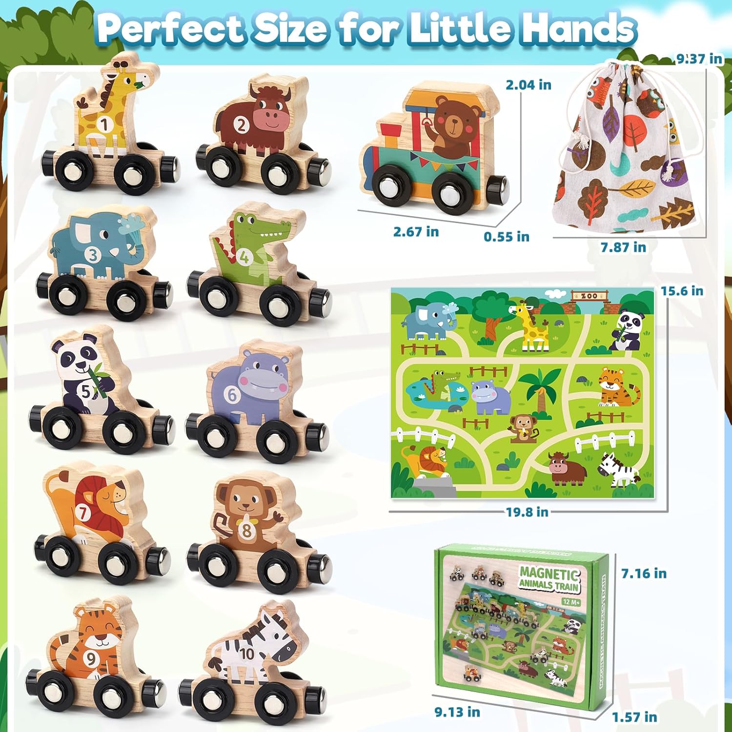 Thumbnail 6 de WhizWinks Jouet enfant 2 ans : train magnétique en bois sur tapis de jeu, ferme et animaux (1-2-3-4 ans)