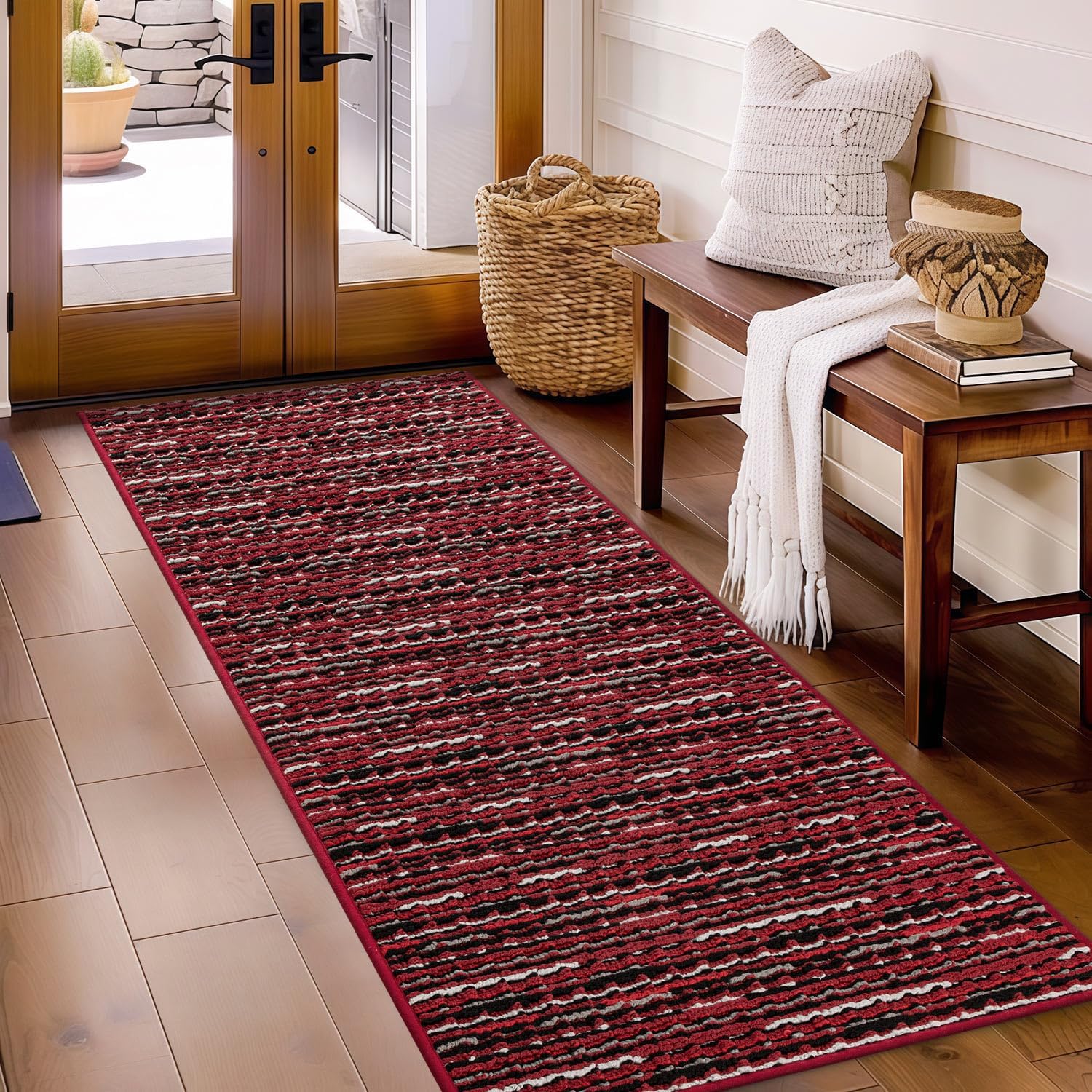 Detalle de Biscpro Door Mat 60x90cm (Indoor/Outdoor) – Washable Non-slip Dirt Trapper in Dark Grey