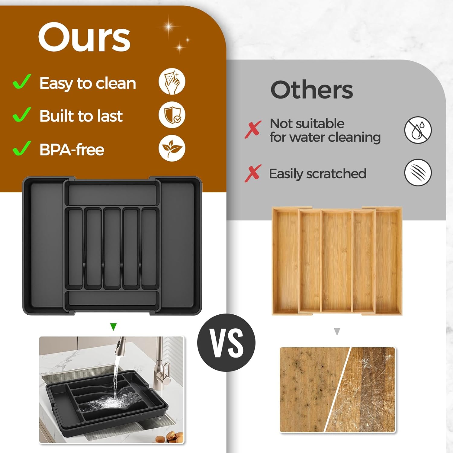 Thumbnail 6 de ukeetap Extra Large Expandable Silverware Organizer