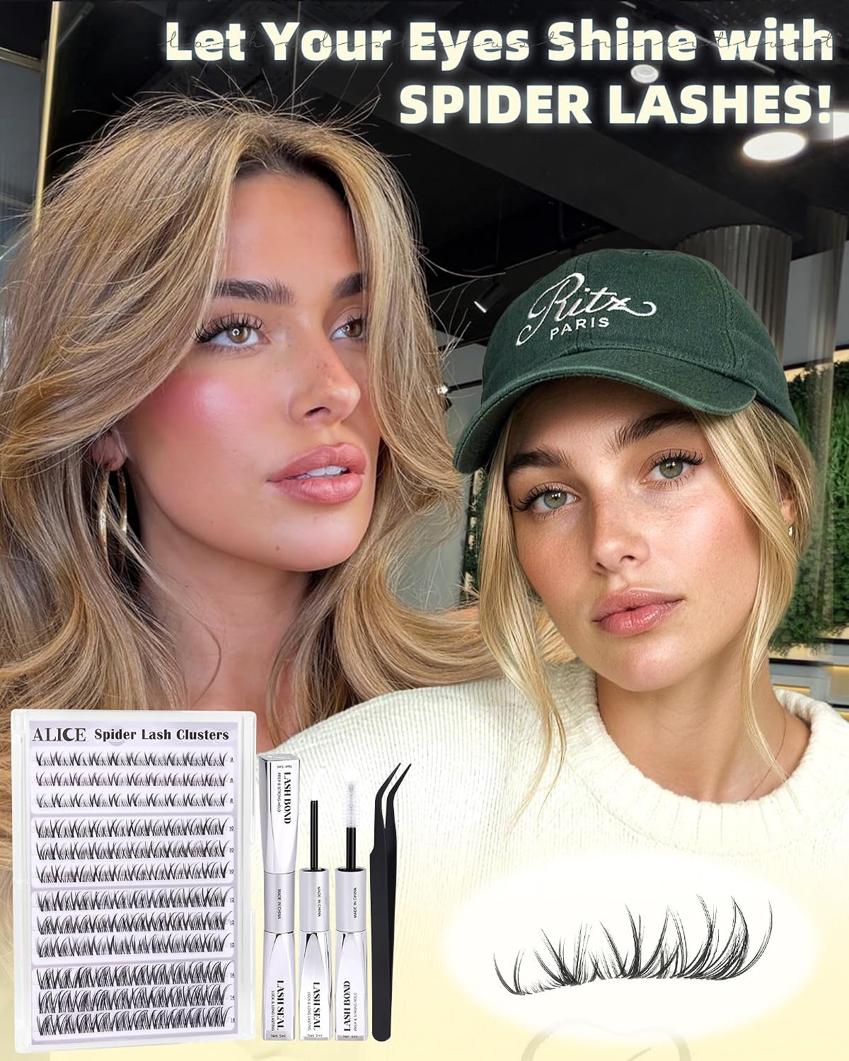 Thumbnail 2 de Spider Lash Clusters Kit Wispy Eyelash Extension Kit (Natural Clusters, CC-Curly, 8mm–14mm) DIY at Home