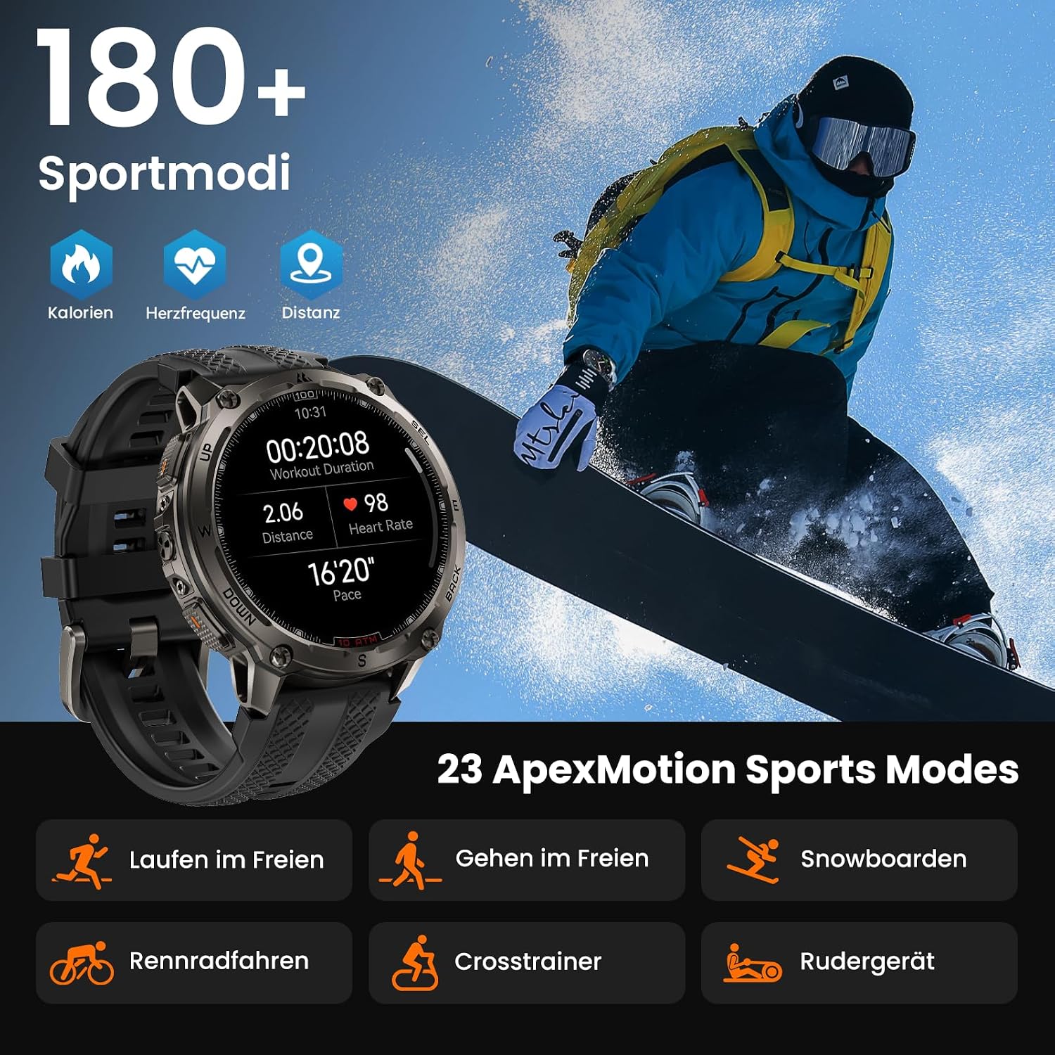 Detalle 2 de KOSPET Tank T4 Smartwatch mit GPS, 10ATM