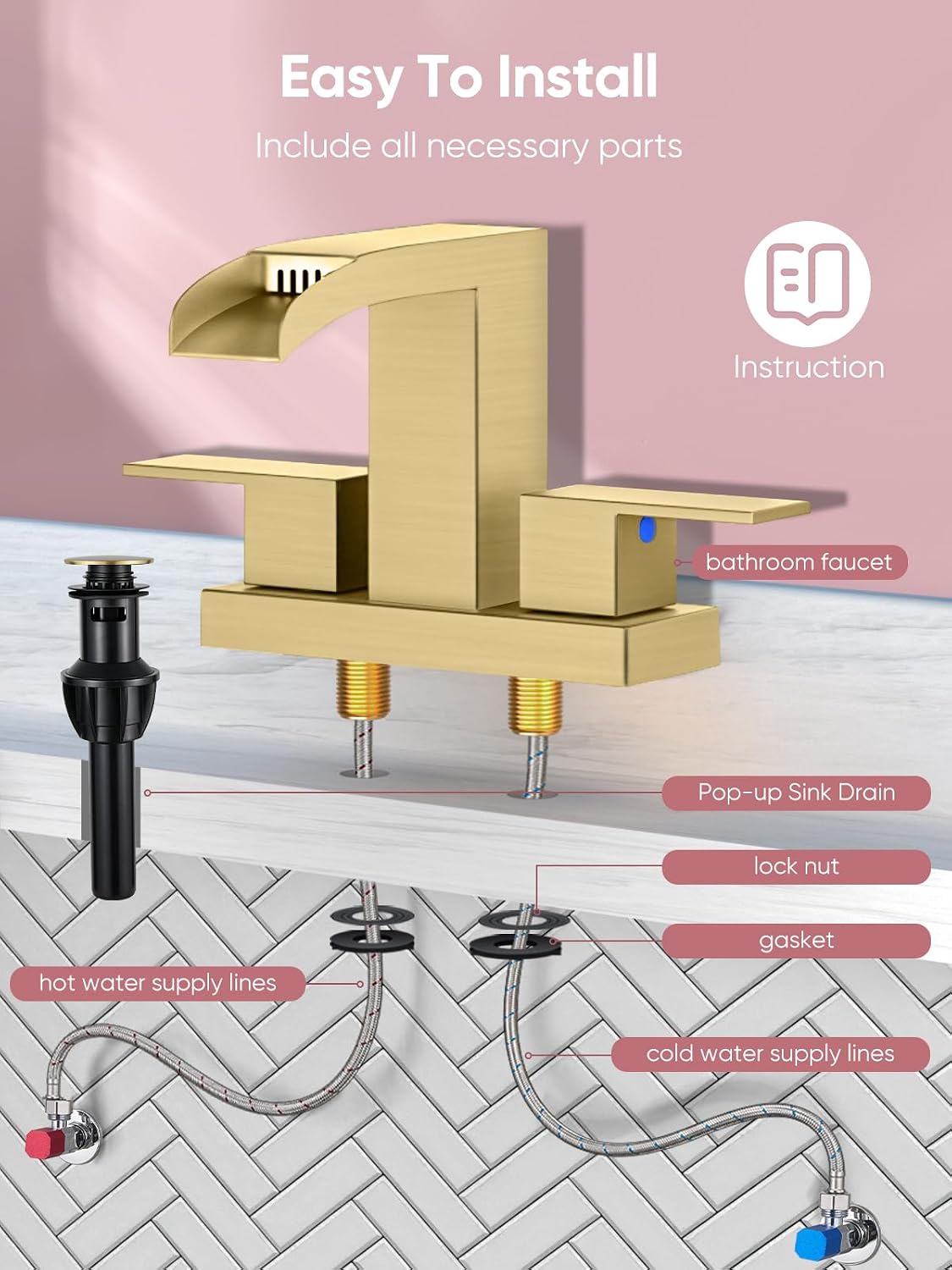 Detalle de Cobbe Bathroom Faucet, Brushed Gold