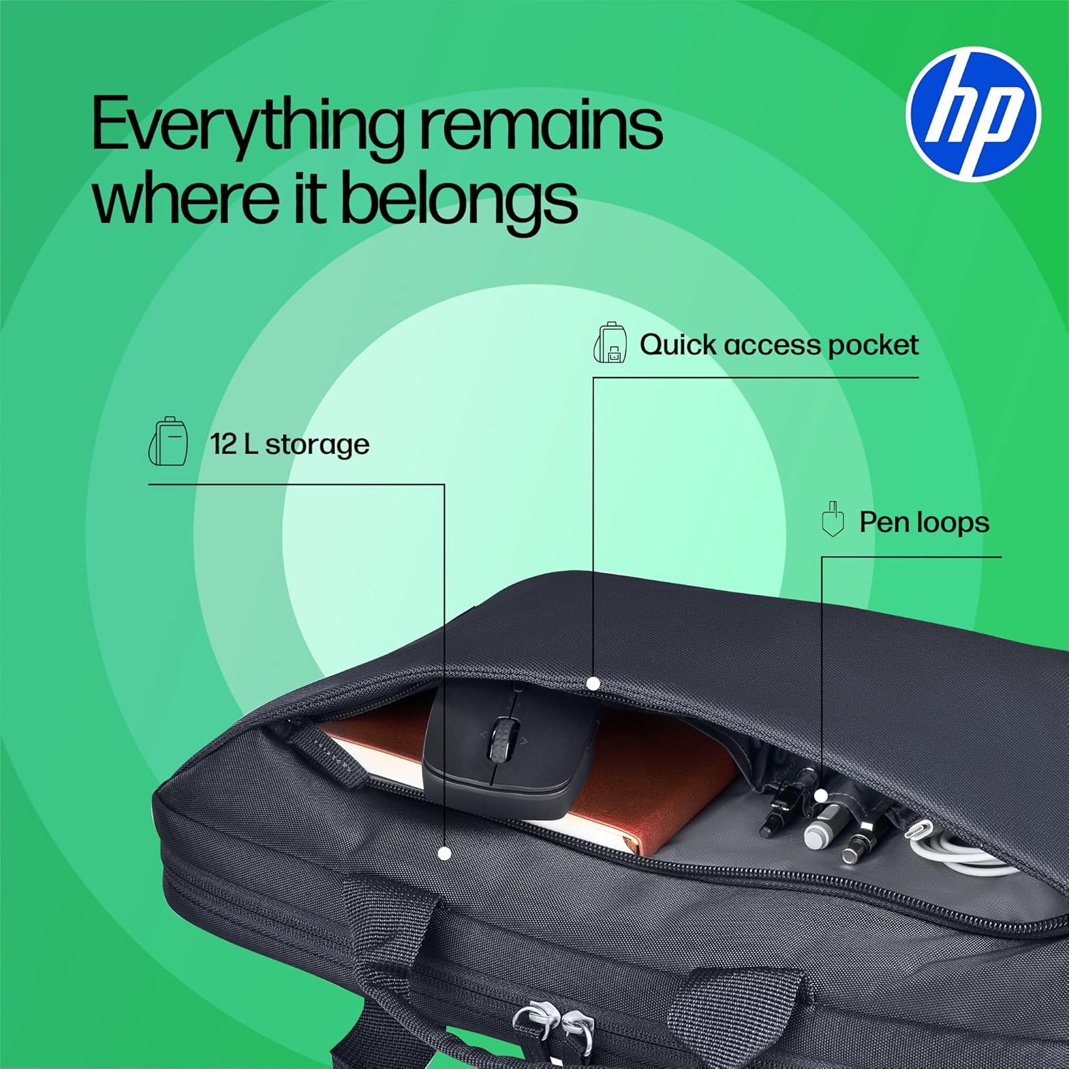 Thumbnail 4 de HP Everyday 16-inch Laptop Briefcase: Water-Repellent 12L Storage in Odyssey Grey