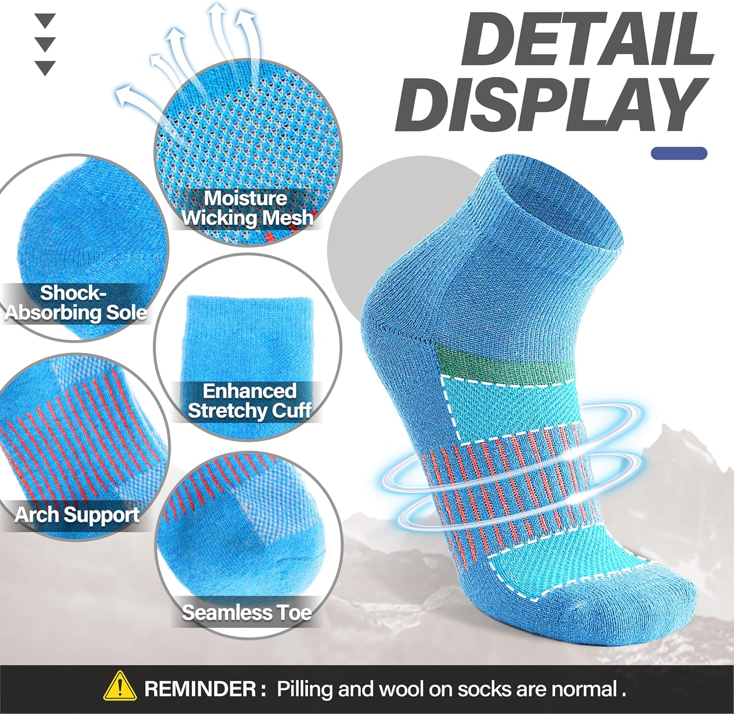 Thumbnail 3 de MOSEY KOSY 6 Pairs Merino Wool Socks for All