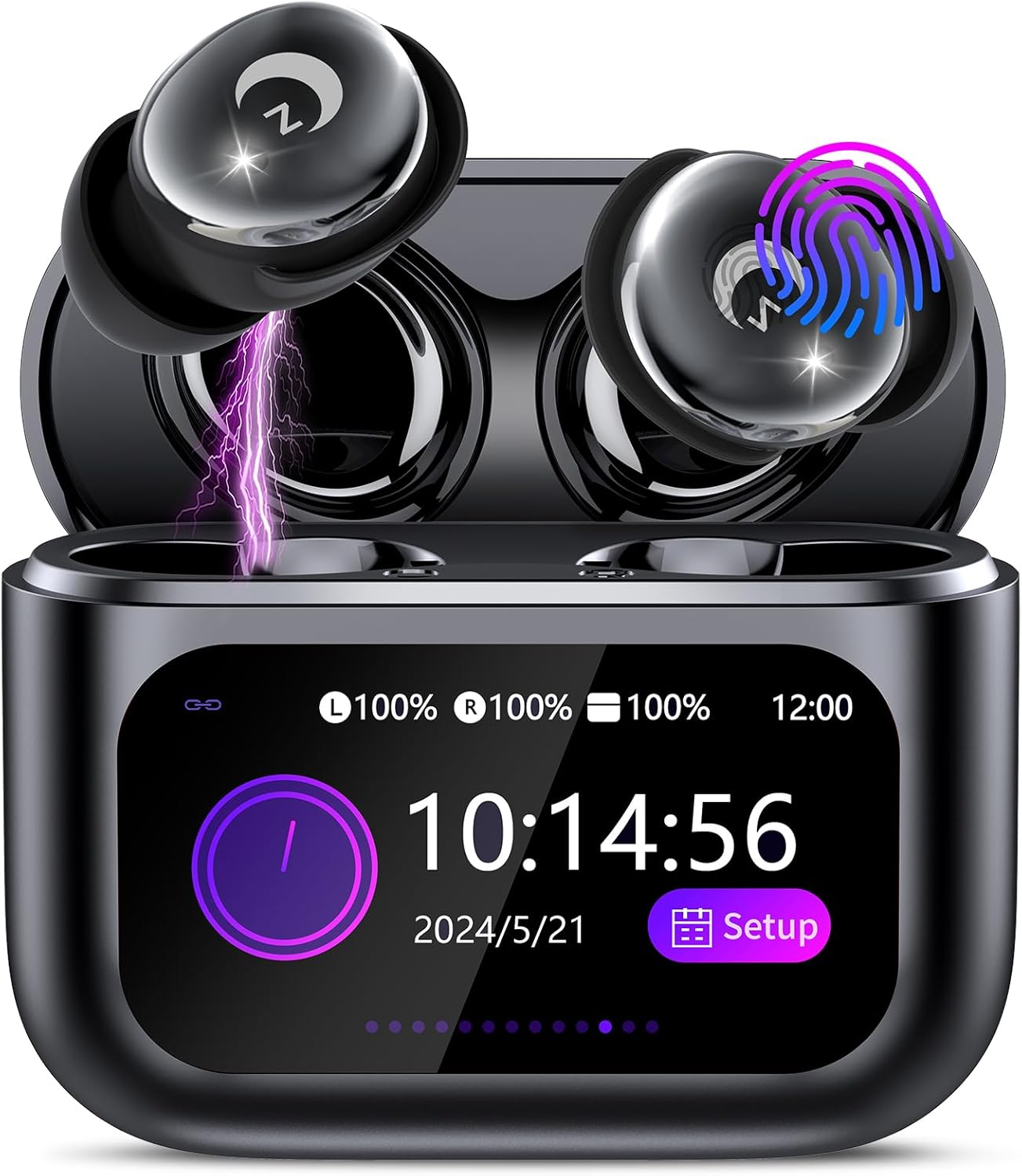 Detalle de Bluetooth Kopfhörer, Mini Schlafkopfhörer mit Touchscreen, 48 Std Laufzeit, IPX7, ENC Noise Cancelling, 5 EQ-Modi – ideal für Schlaf und Fokus