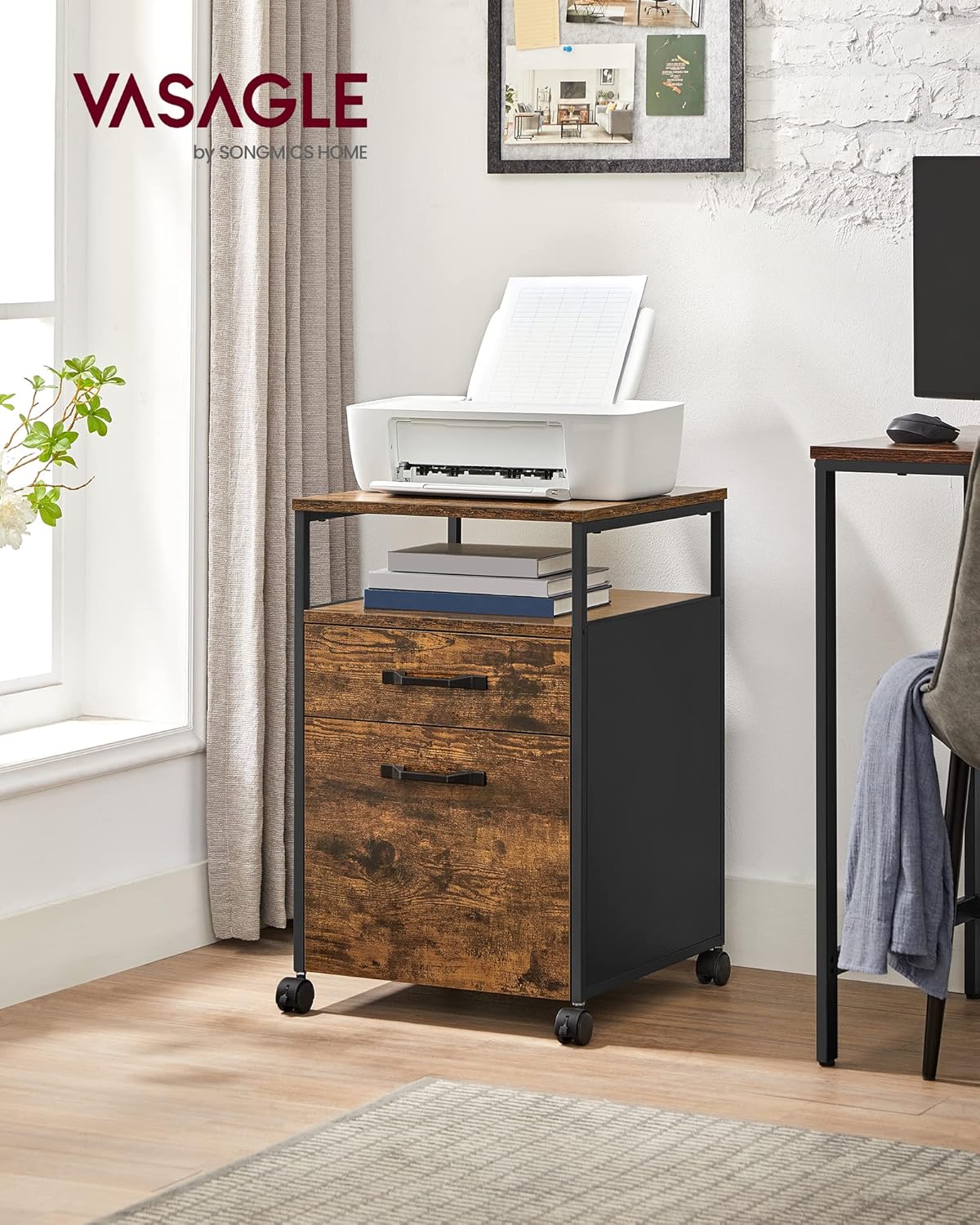 Detalle 2 de VASAGLE mobile file cabinet with 2 drawers