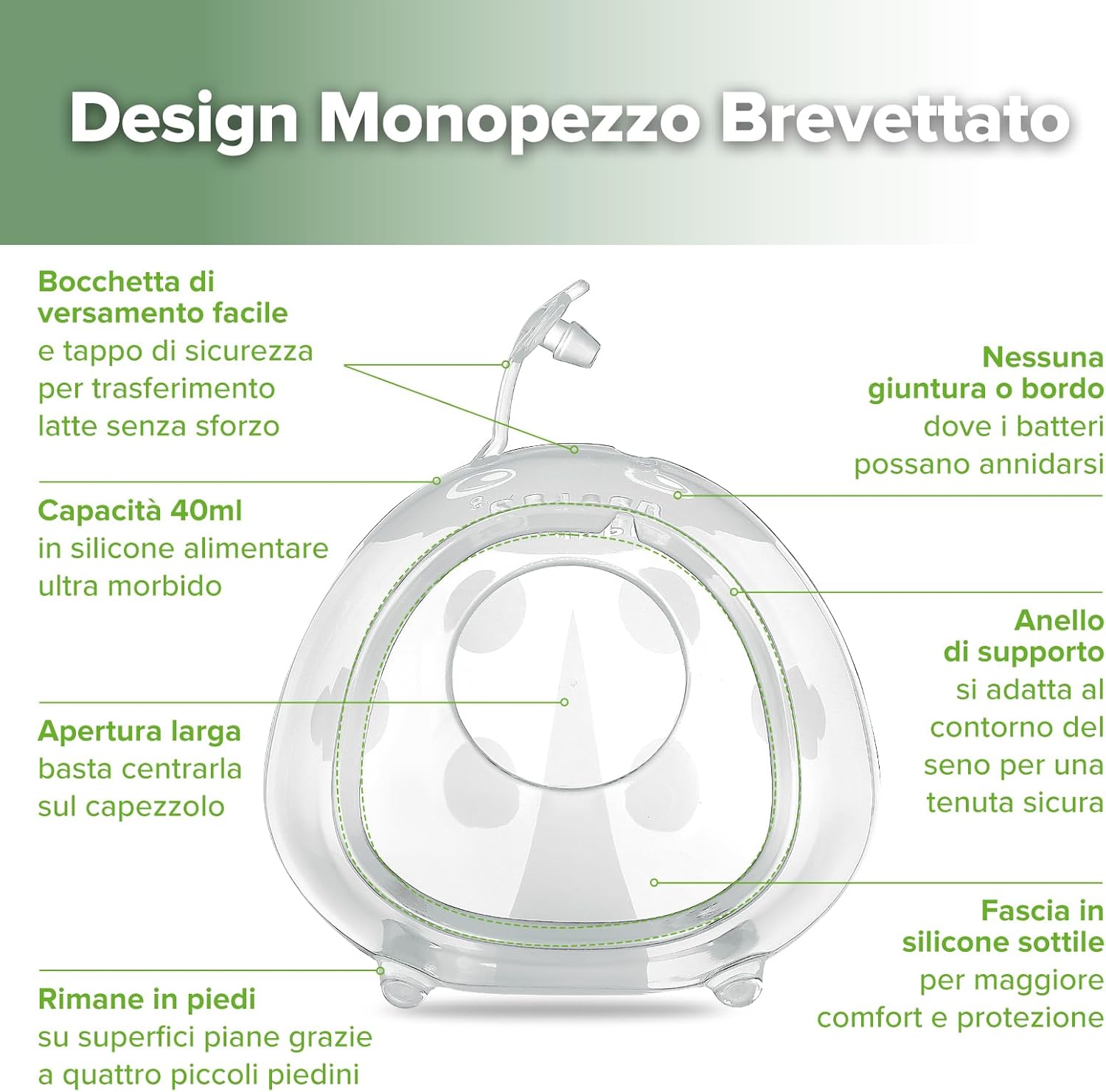 Thumbnail 3 de haakaa Coppette raccoglilatte da 40 ml in silicone alimentare (1 pezzo) con protezione capezzolo