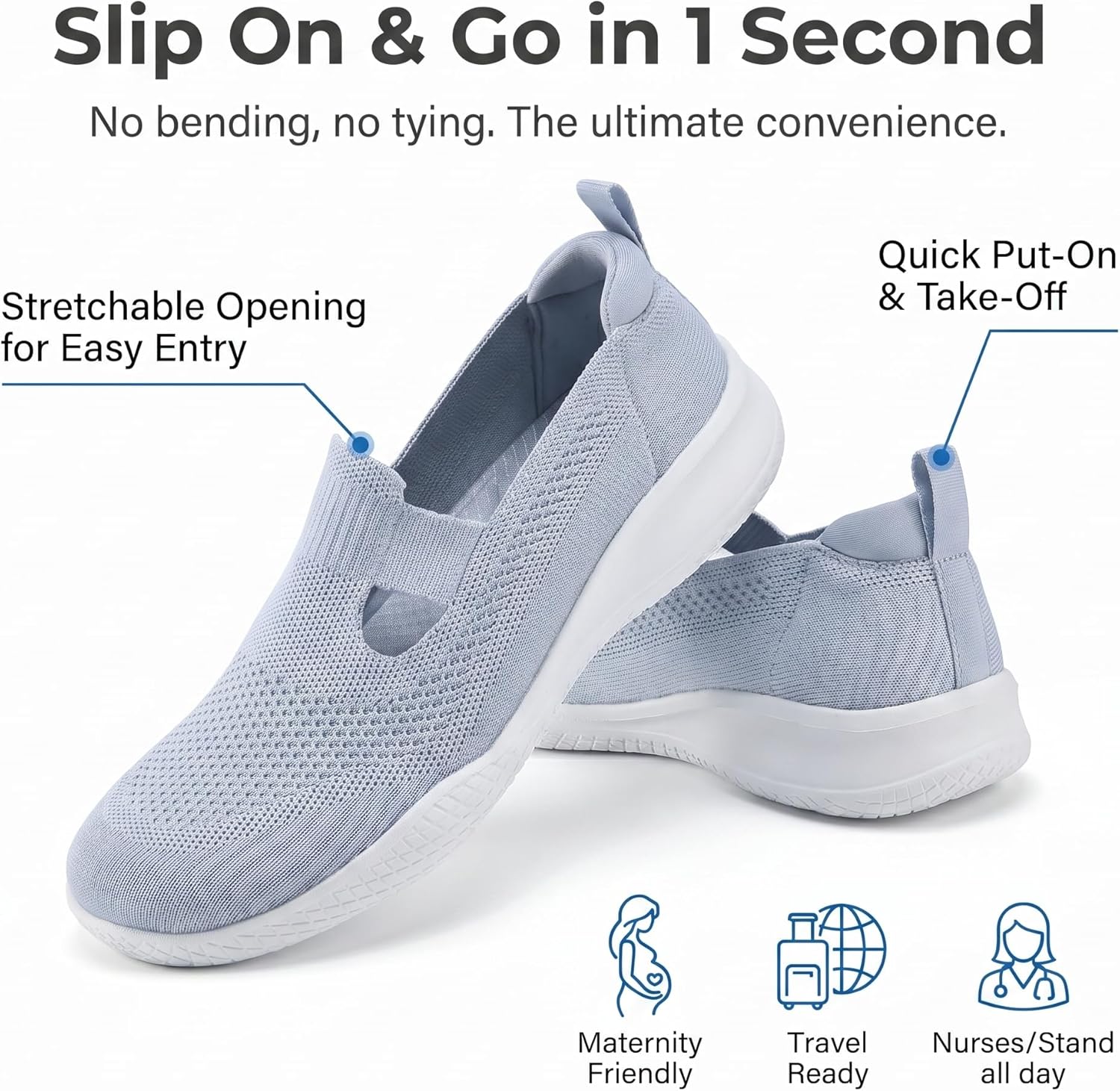Thumbnail 5 de konhill Damen Slip On Laufschuhe – Atmungsaktives Mesh, leicht & rutschfest