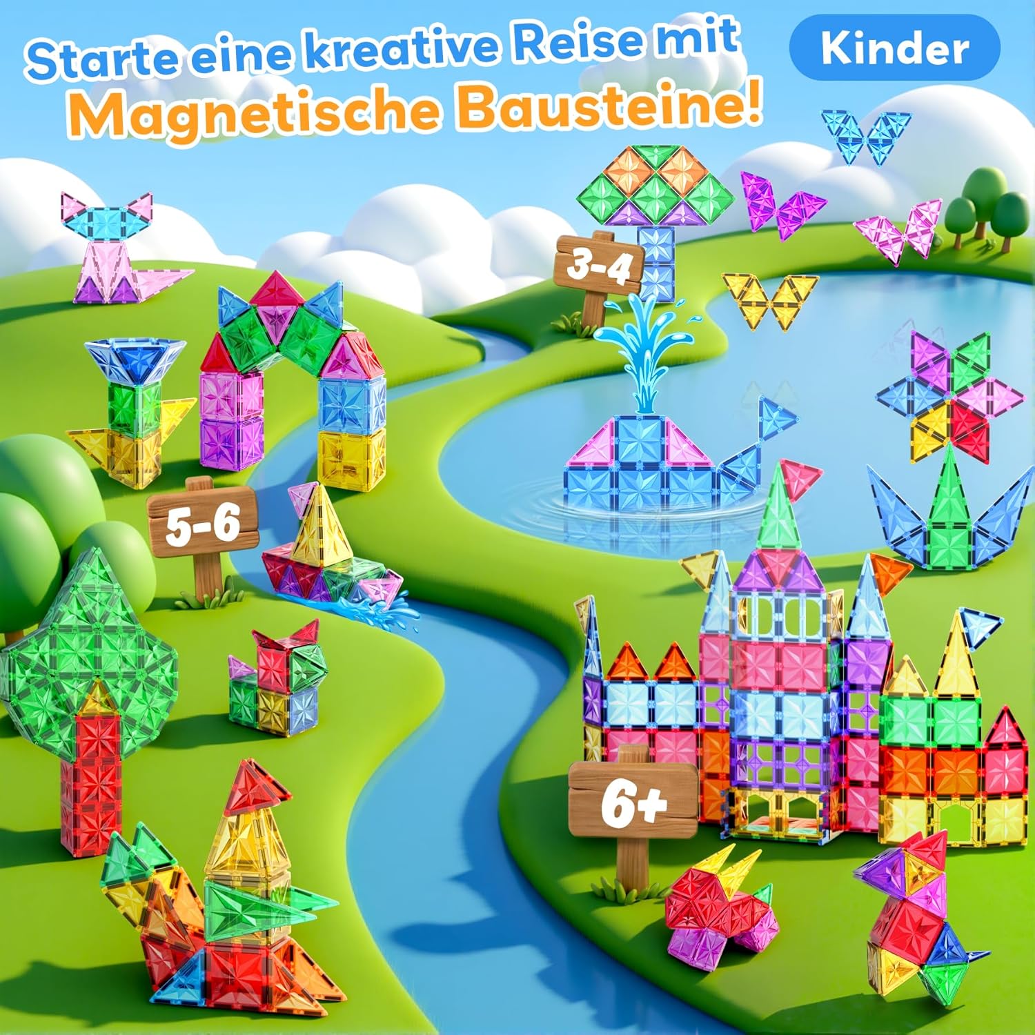 Thumbnail 3 de WOOBLO Magnetische Bausteine (42 Teile) – Magnetspiel für Kinder ab 3 Jahren