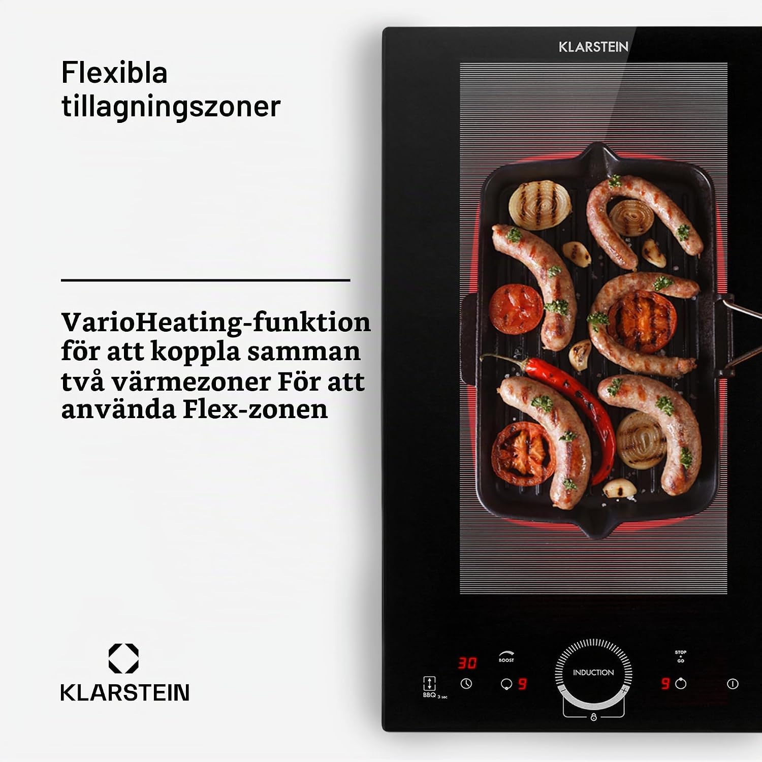 Detalle 2 de Klarstein Delicatessa Slim Domino induktionshäll med flexzon och timer
