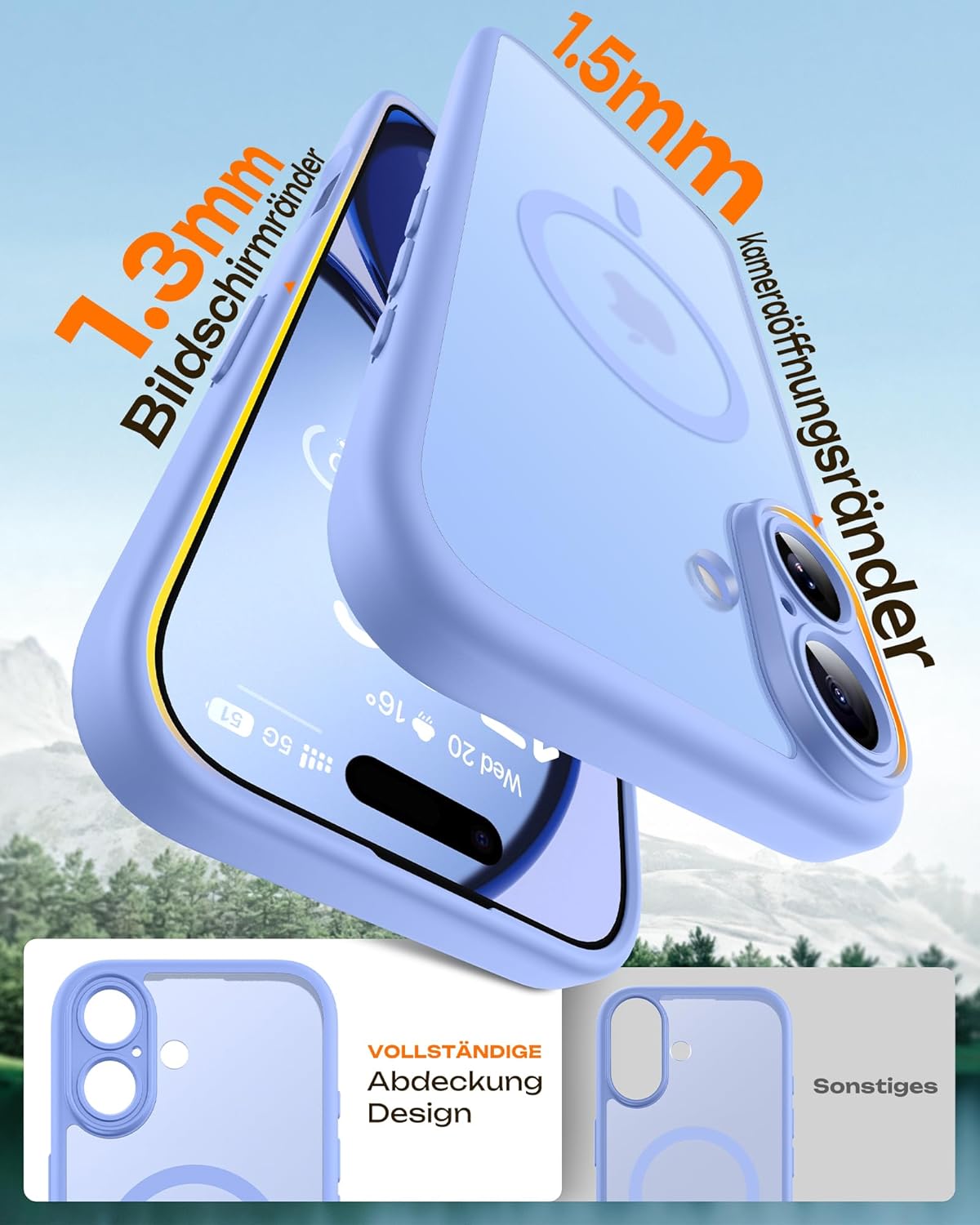 Thumbnail 5 de TOCOL MagSafe Hülle für iPhone 17 mit Vollkameraschutz, Magnetring & 4-Schicht-Stoßdämpfung – hellblau