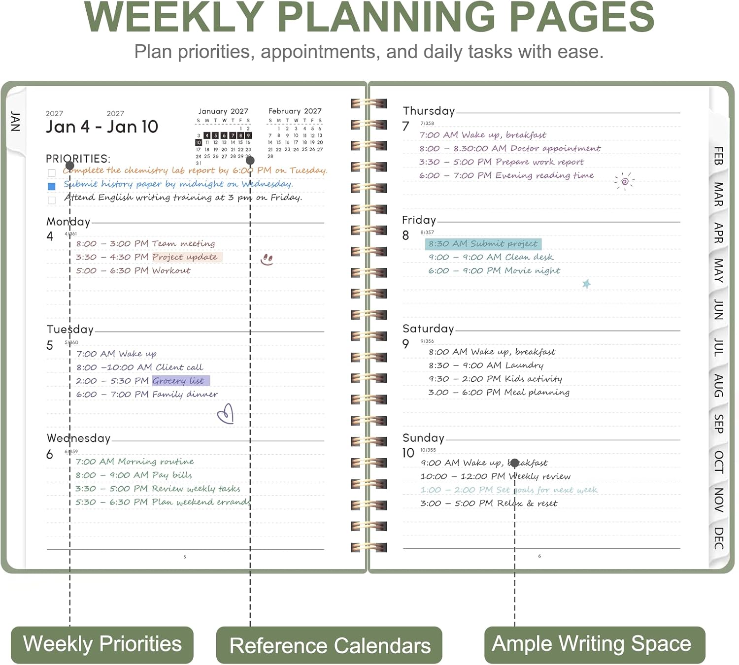 Detalle de VALOME 2027 Weekly and Monthly Planner, A5 Hardcover, 100 GSM Paper